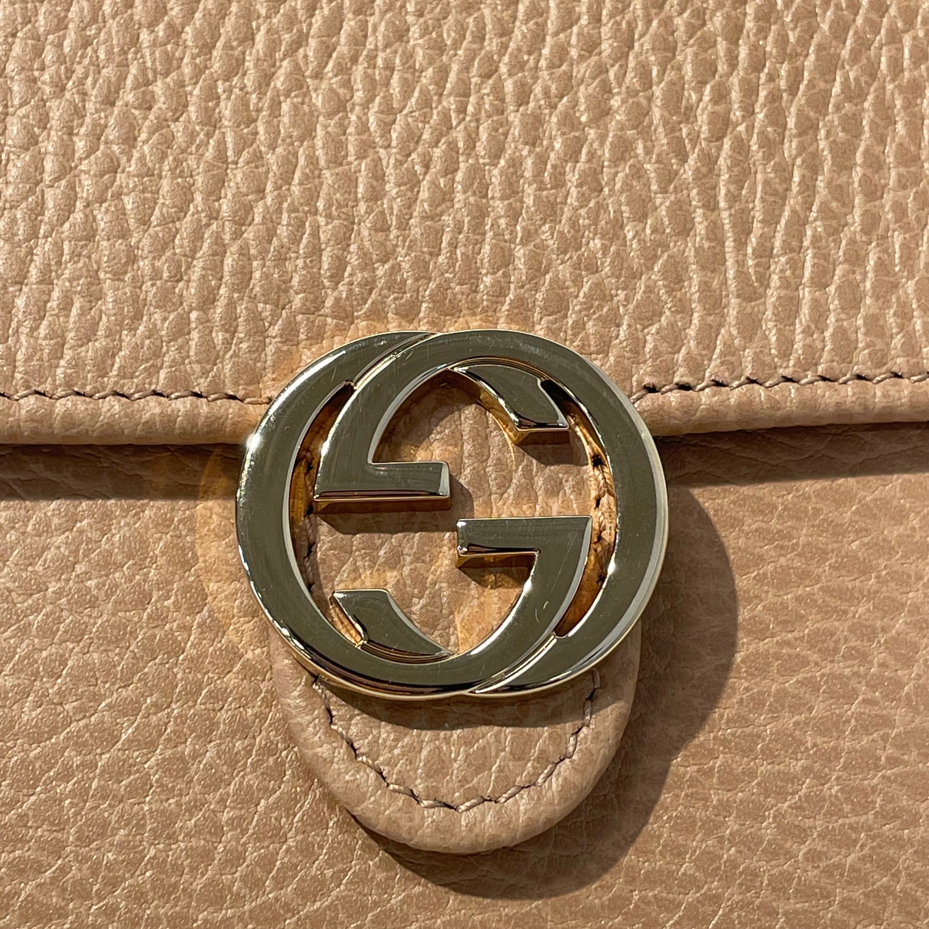 GUCCI/Cross Body Bag/Leather/BEG/Interlocking wallet on chain view 7