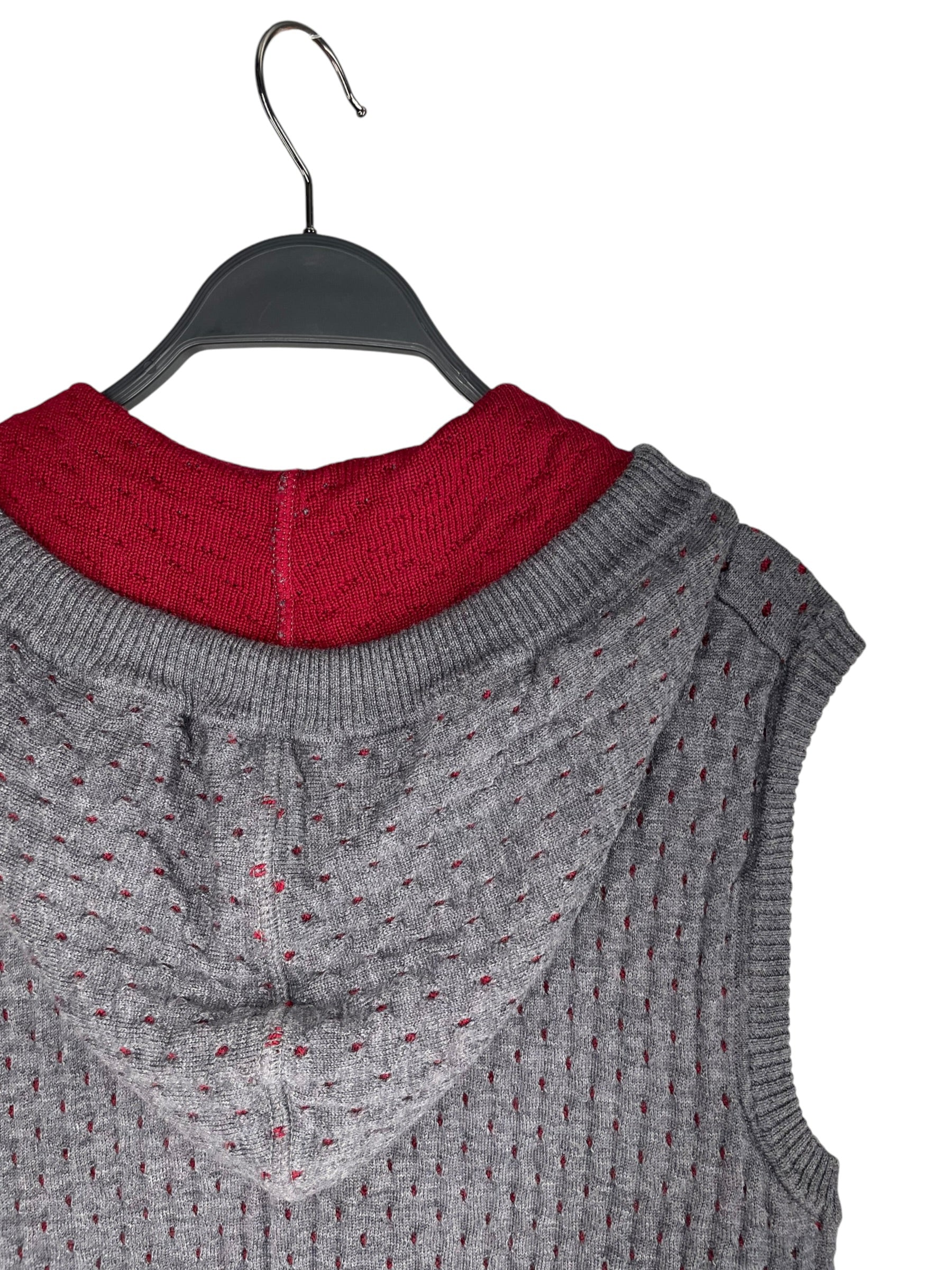 BIKKEMBERGS/Knitted Vest/OS/Wool/GRY/PERFERATED HOODED VEST view 4