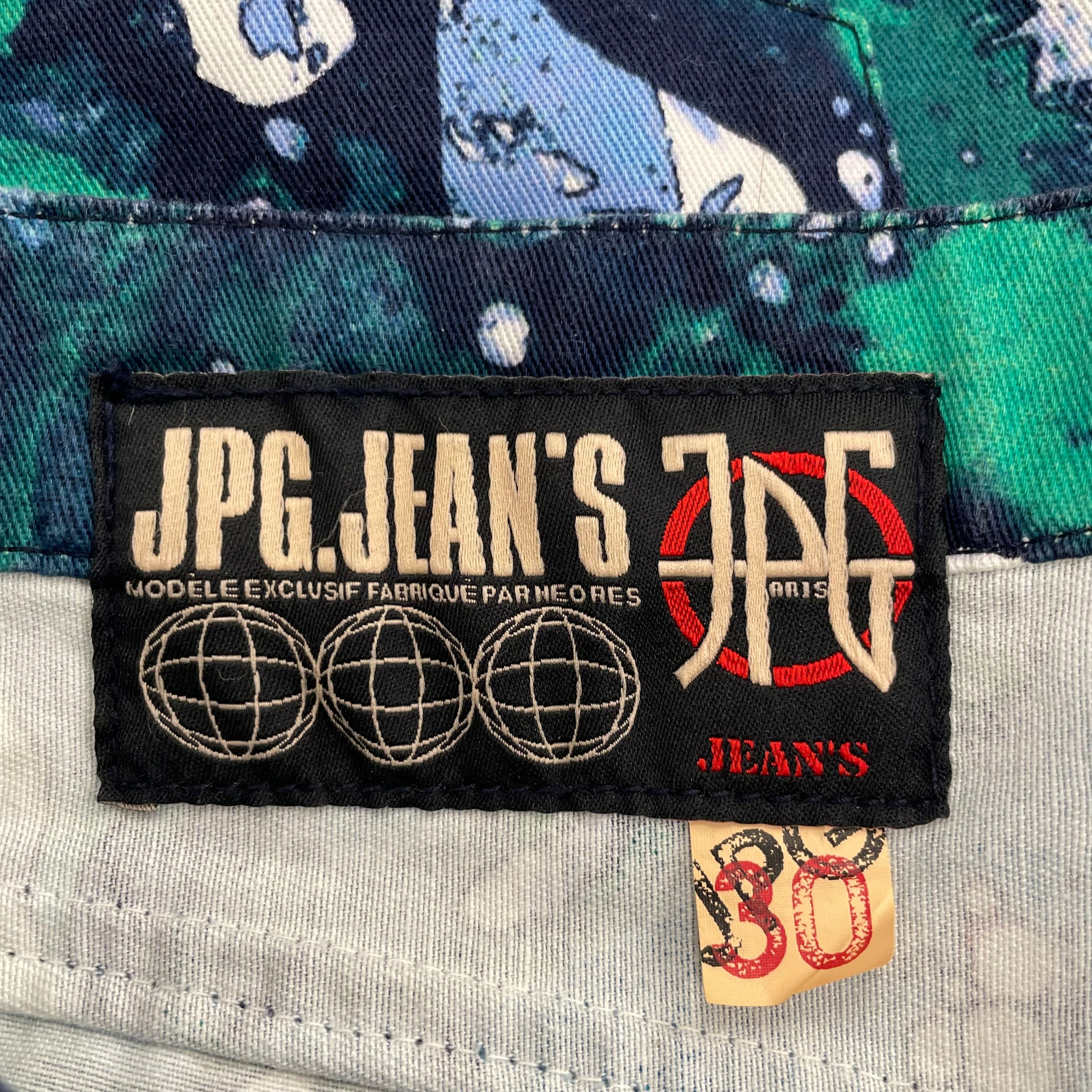 Jean Paul Gaultier/Straight Pants/30/All Over Print/Denim/BLU/Button Fly/ view 3