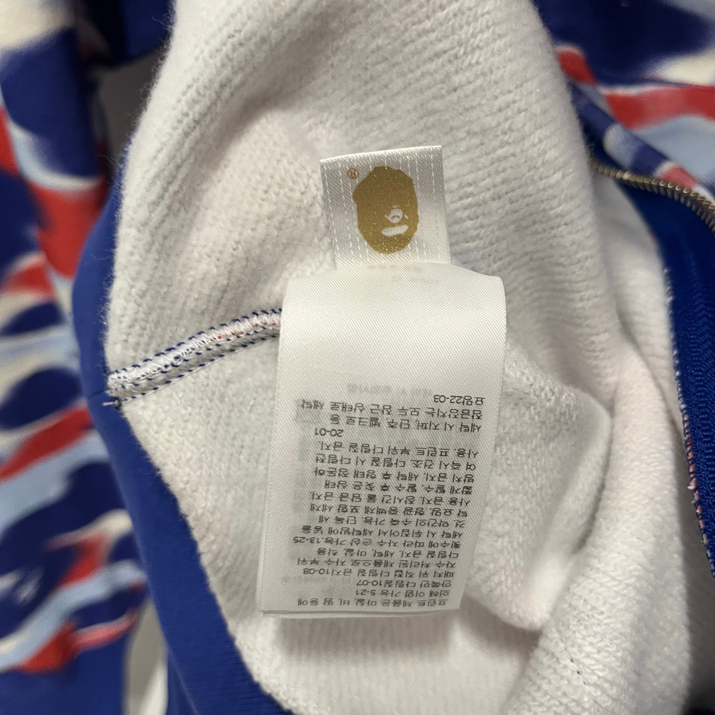 A BATHING APE/Zip Up Hoodie/XL/Graphic/Cotton/BLU/fire camo shark zip view 12