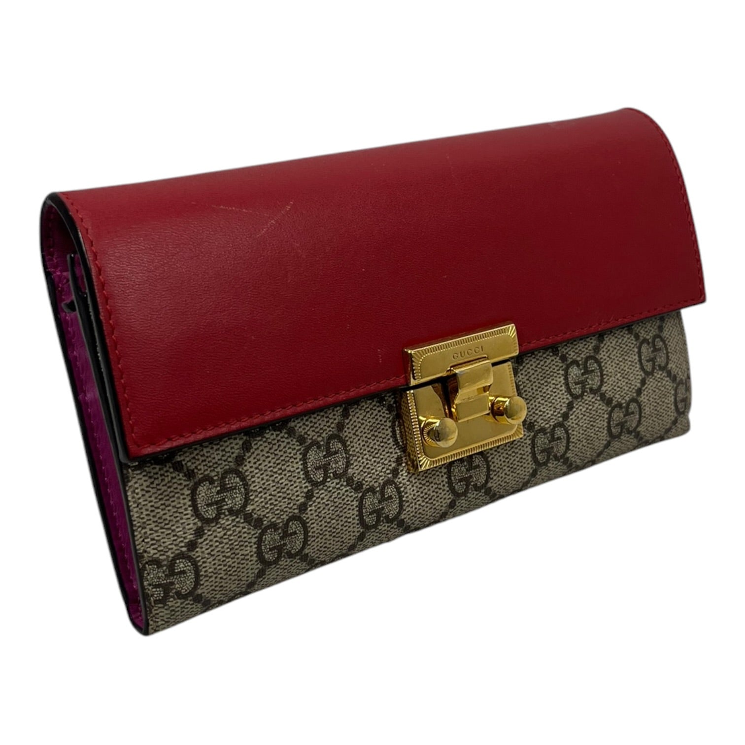 GUCCI/Long Wallet/Monogram/Leather/RED/L's/Supreme GG view 1