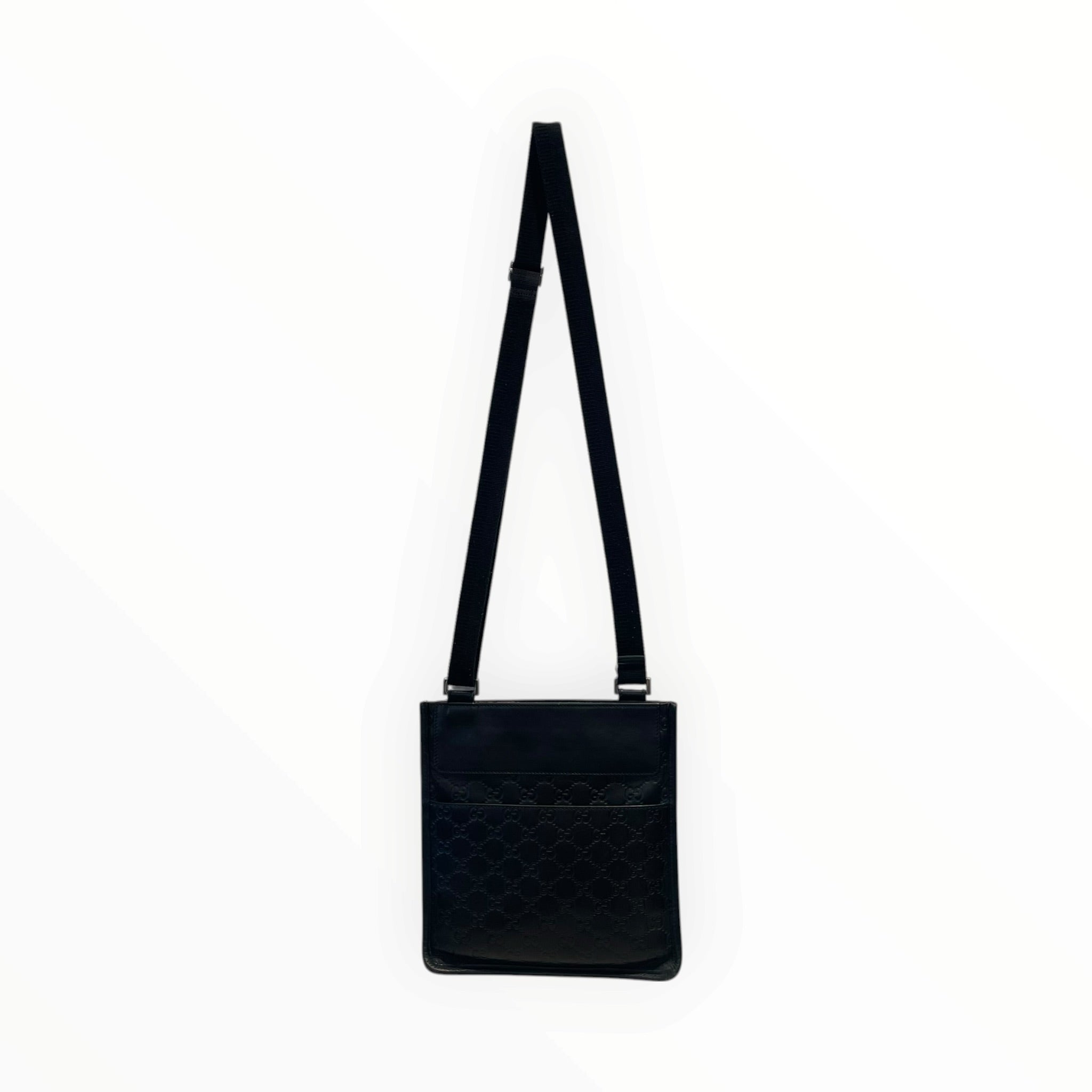 GUCCI/Cross Body Bag/Leather/BLK/GG Guccissima Messenger view 2