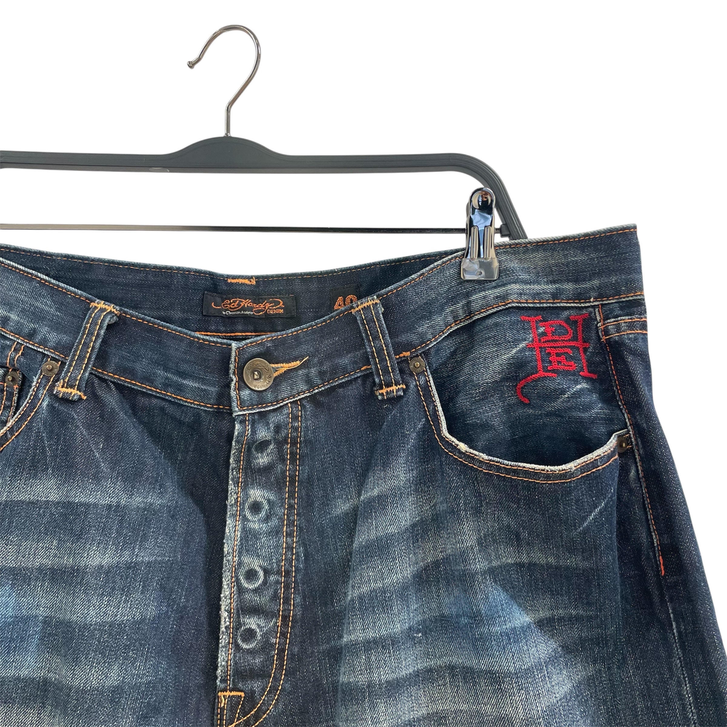 Ed Hardy/Straight Pants/40/Denim/NVY/Graphic/"LOVE KILLS SLOWLY" view 3