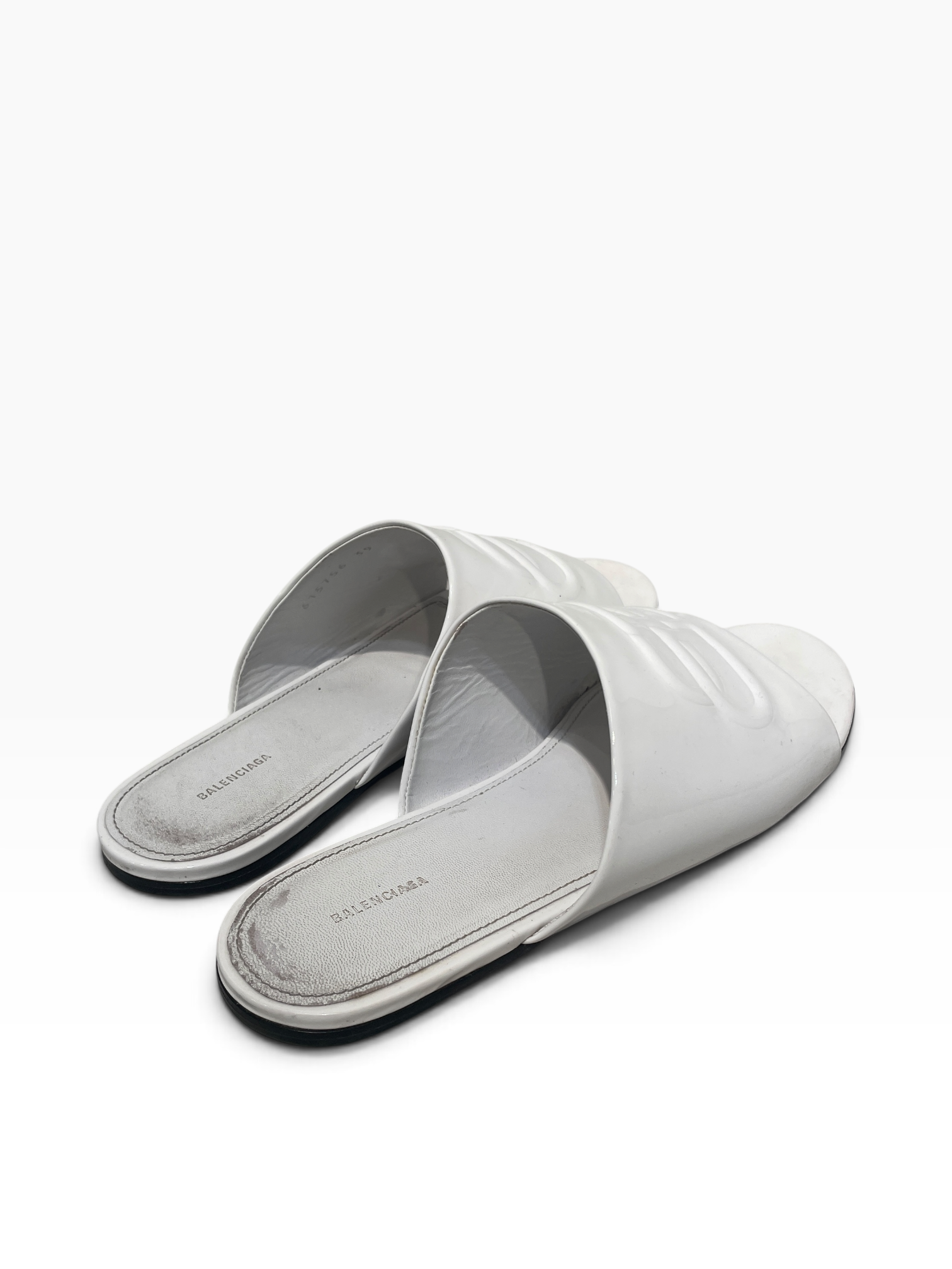 BALENCIAGA/Sandals/EU 39/Leather/WHT/Open-Toe/Glossy Patent Calf BB Sandal view 2