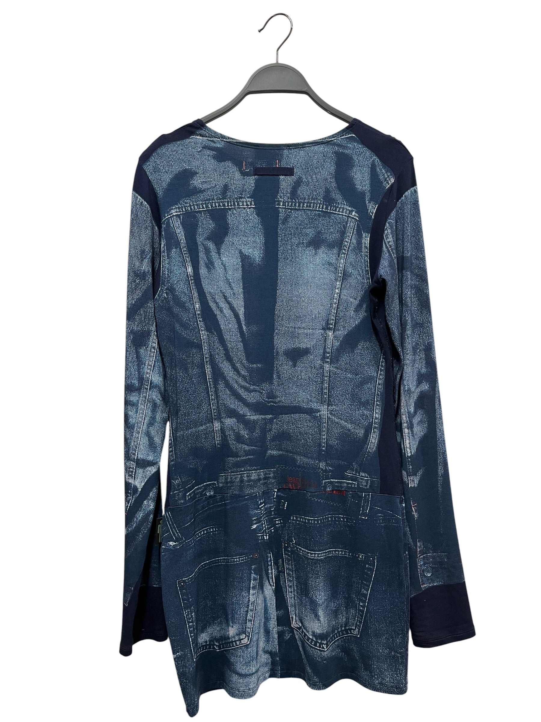 Jean Paul Gaultier/LS Dress/L/All Over Print/Rayon/BLU/Mini Length/TROMPE L'OEIL PRINTED MINI view 2