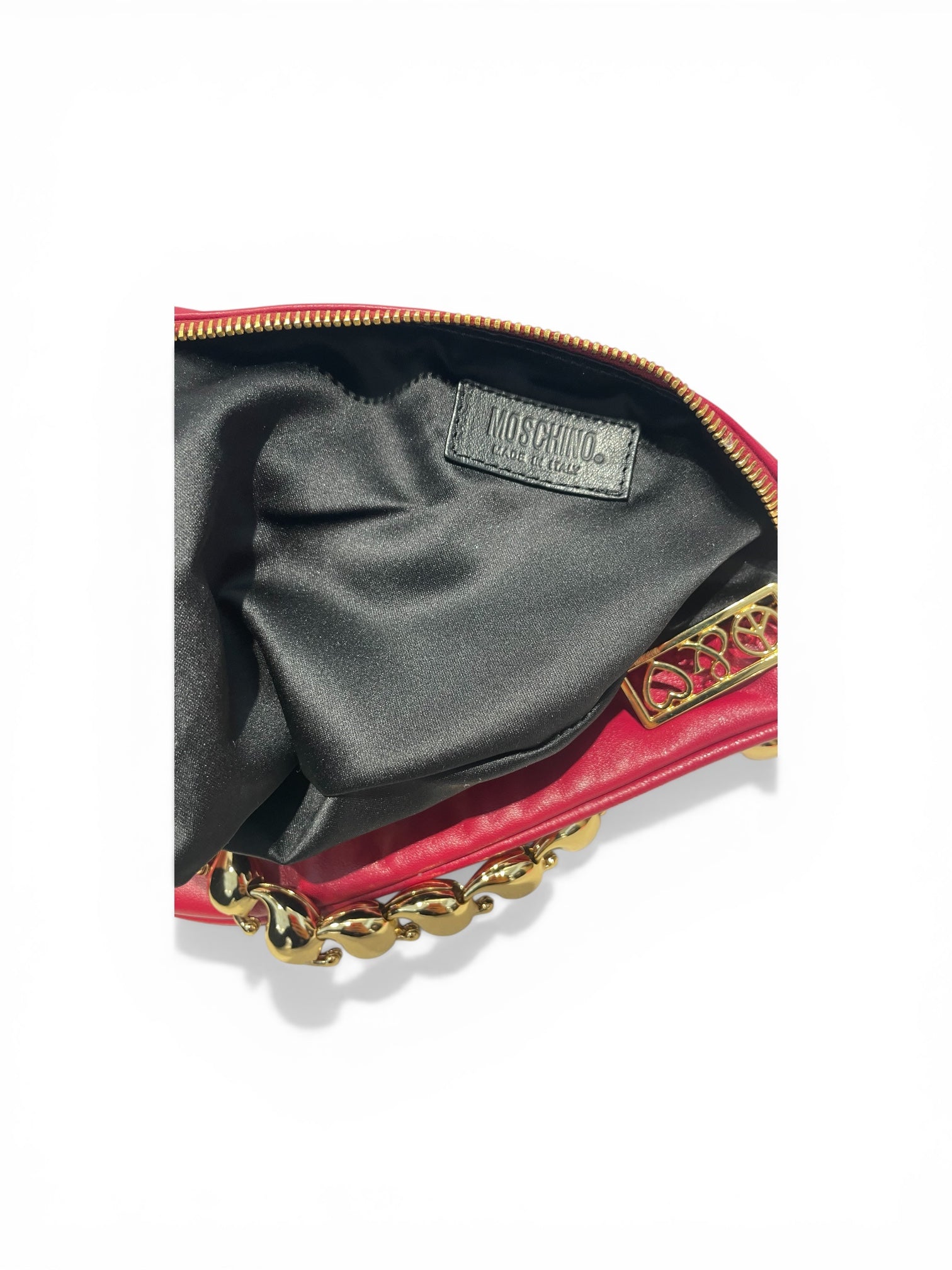 MOSCHINO/Clutch Bag/Leather/RED/Heart-Shaped Gold view 2