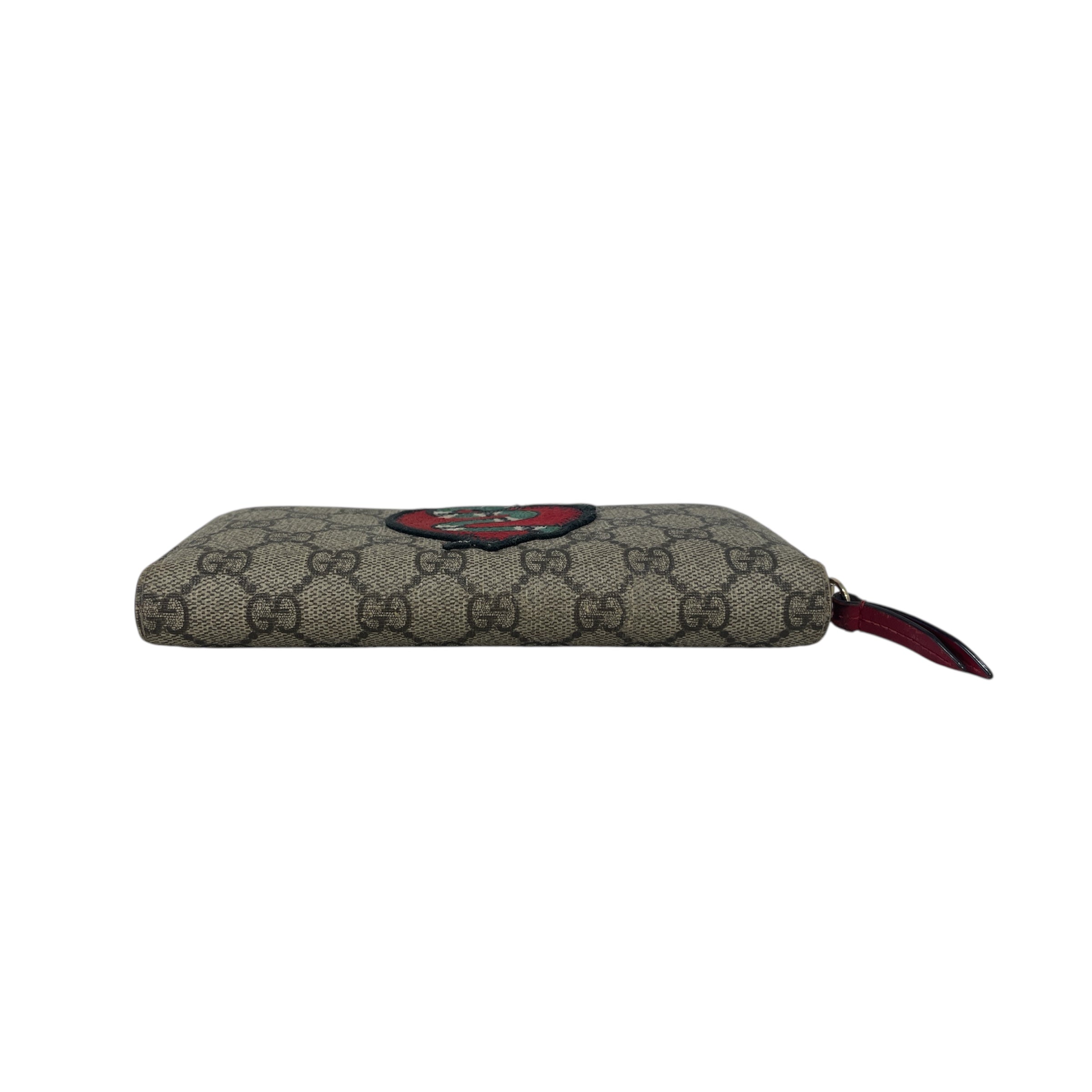 GUCCI/Long Wallet/Monogram/Leather/BRW/GG Supreme Snake Heart view 3
