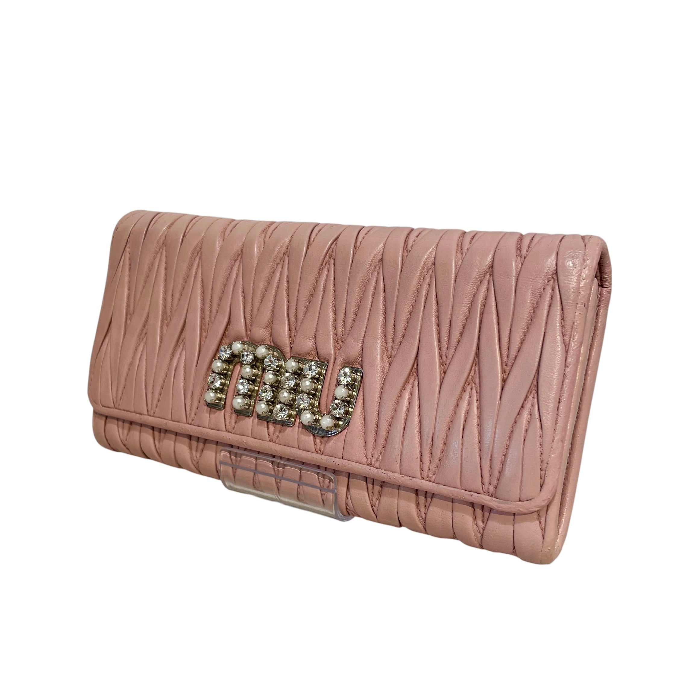 MIU MIU/Long Wallet/Leather/PNK/L's/Nappa Lambskin Matelasse Pink view 1