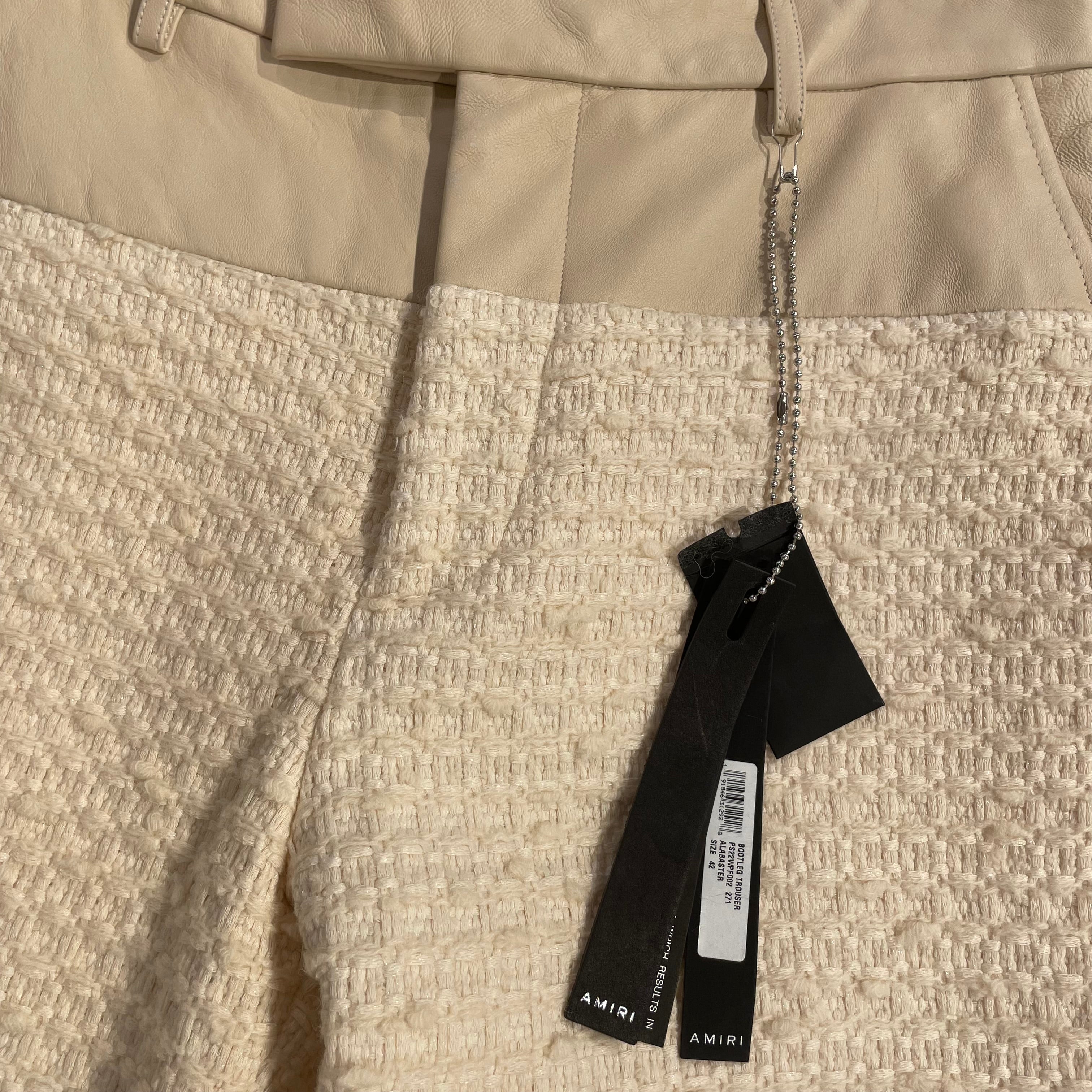 AMIRI/Bootcut Pants/42/Cotton/CRM/COTTON BLEND\LEATHER TRIM view 9