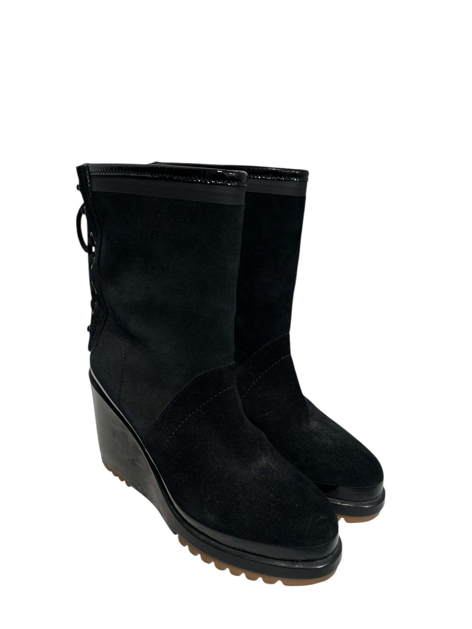MARC JACOBS/Booties/US 8.5/Leather/BLK/WEDGE BOOT CORSET BACK view 1