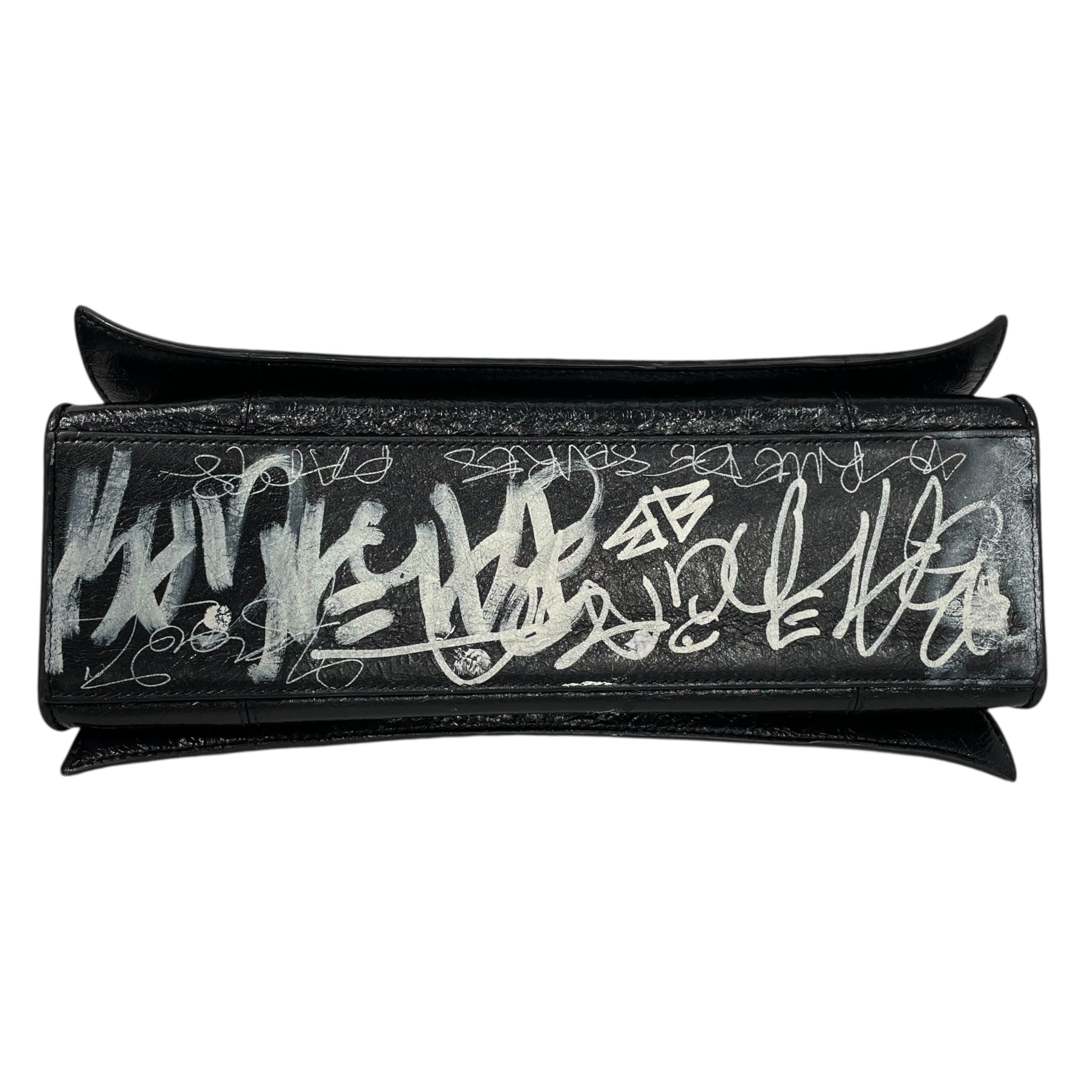 BALENCIAGA/Cross Body Bag/Graphic/Leather/BLK/balenciaga grafiti bag view 6