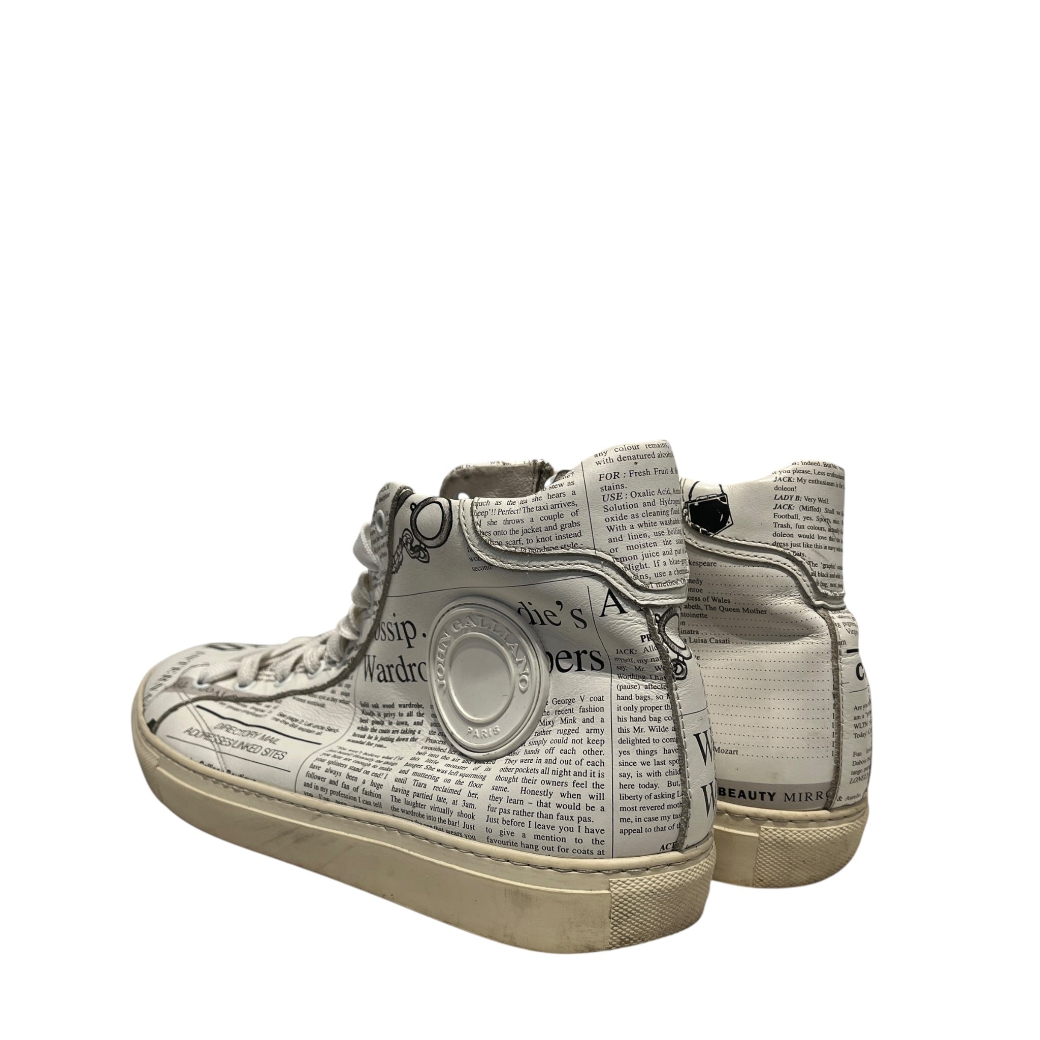 John Galliano/Hi-Sneakers/EU 43/All Over Print/Leather/WHT/newspaper sneaker view 2