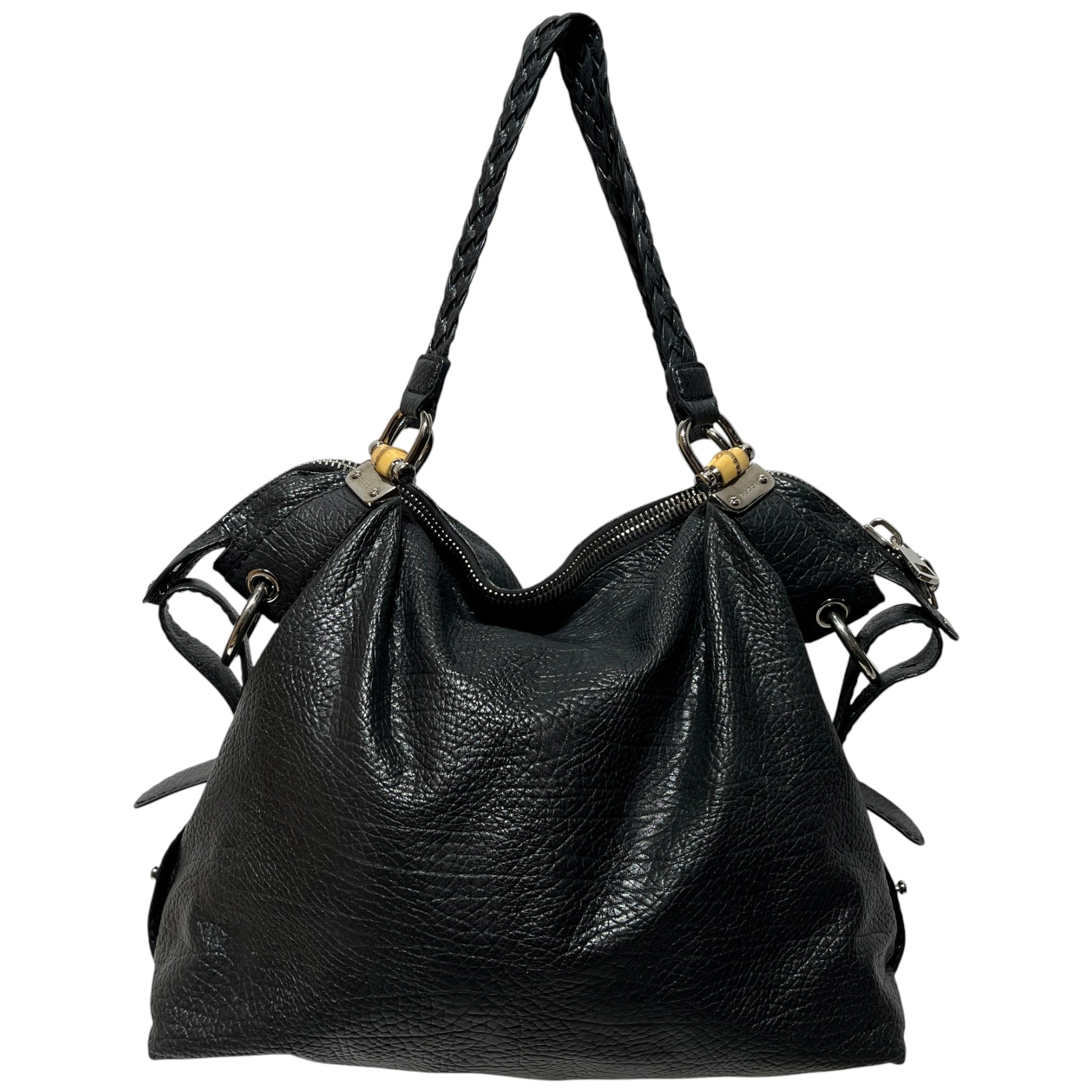 GUCCI/Tote Bag/Leather/BLK/bamboo tote view 2