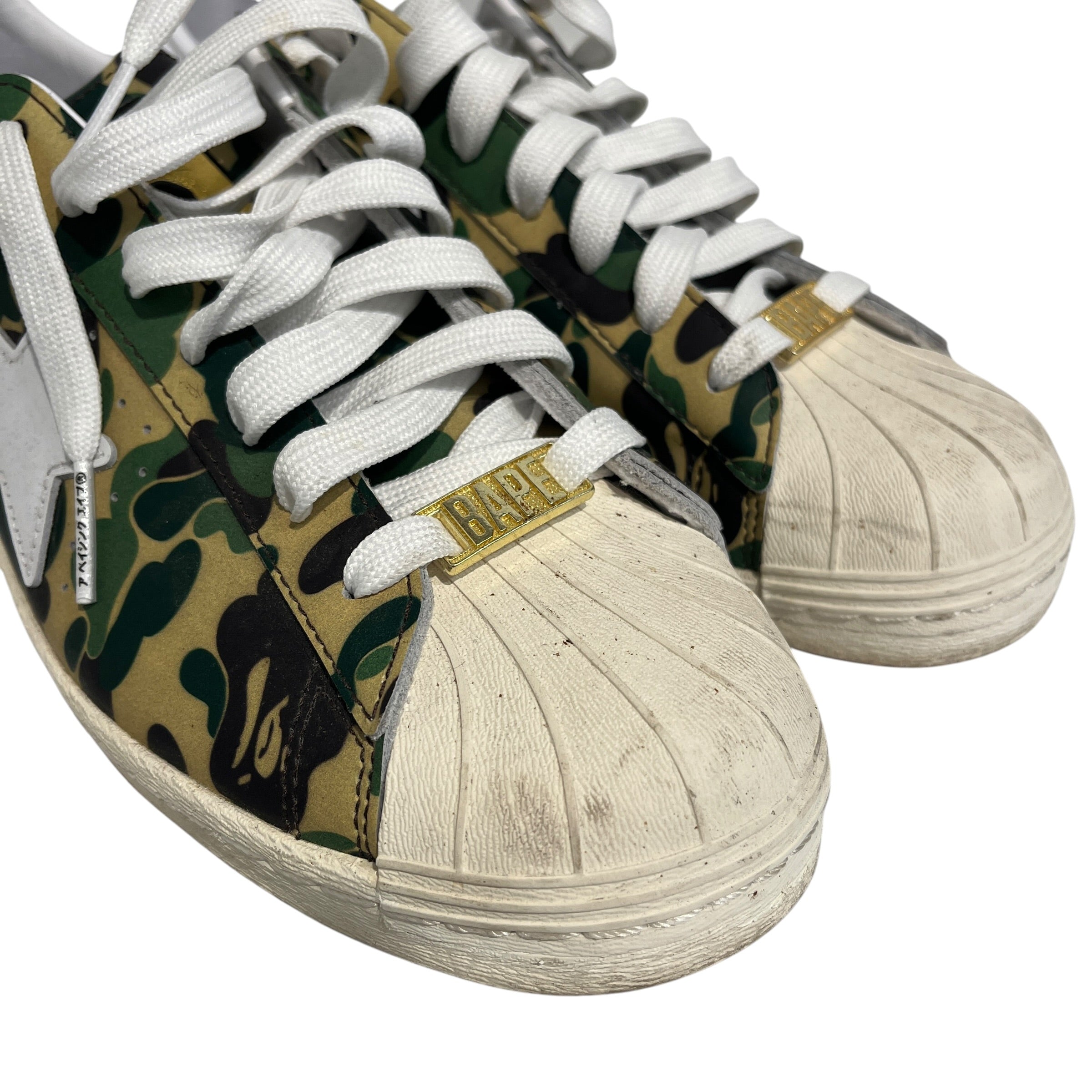 adidas/A BATHING APE/Low-Sneakers/US 10.5/Camouflage/Leather/GRN/Superstar view 4