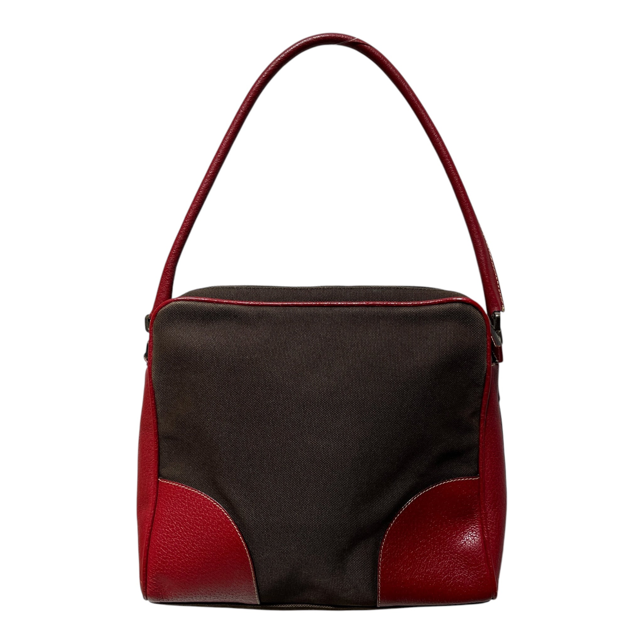 PRADA/Hand Bag/Cotton/BRW/vintage bowler w/ keys/lock view 2