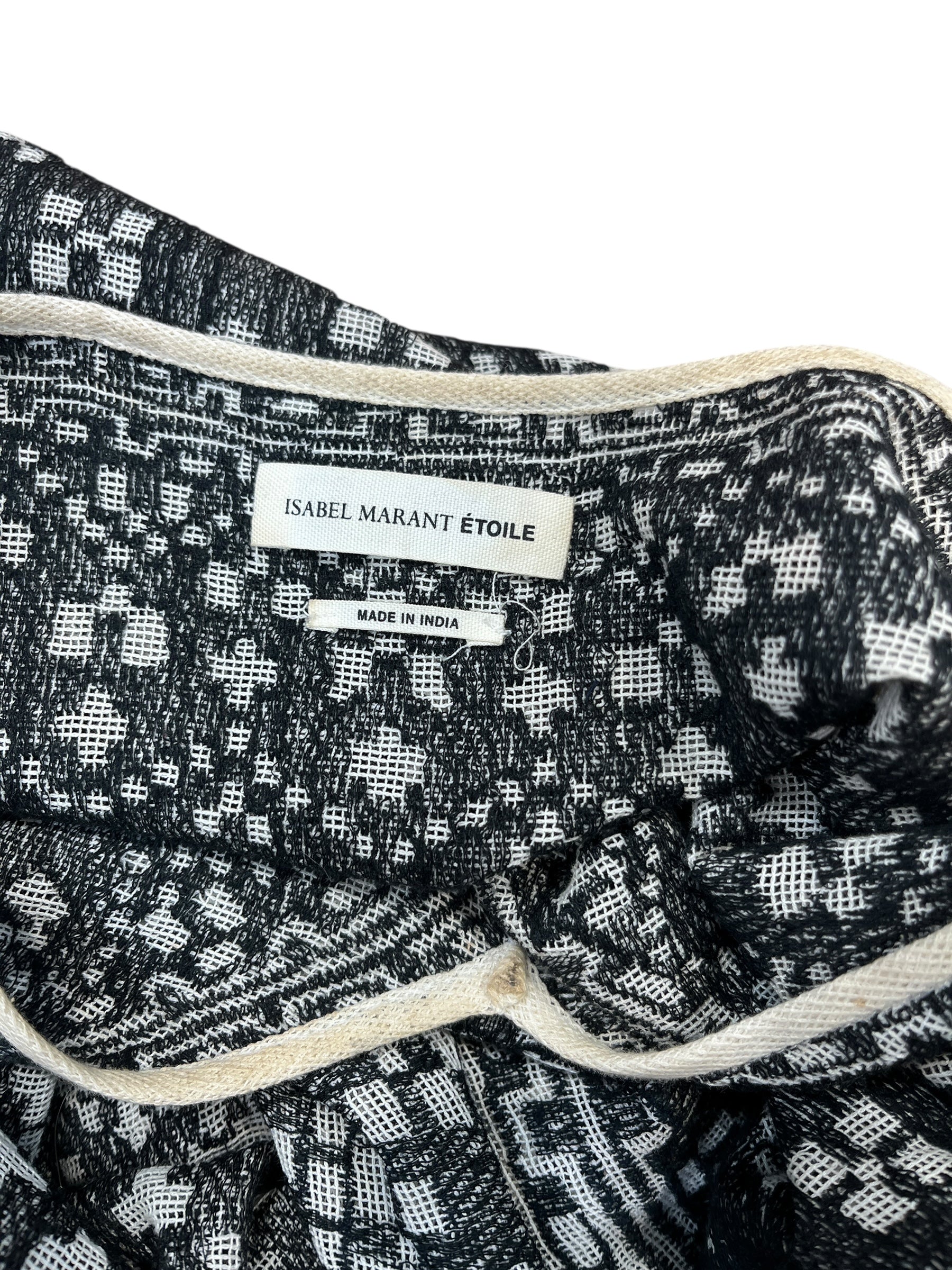 ISABEL MARANT ETOILE/SS Dress/M/All Over Print/Cotton/BLK/White cross pattern view 3