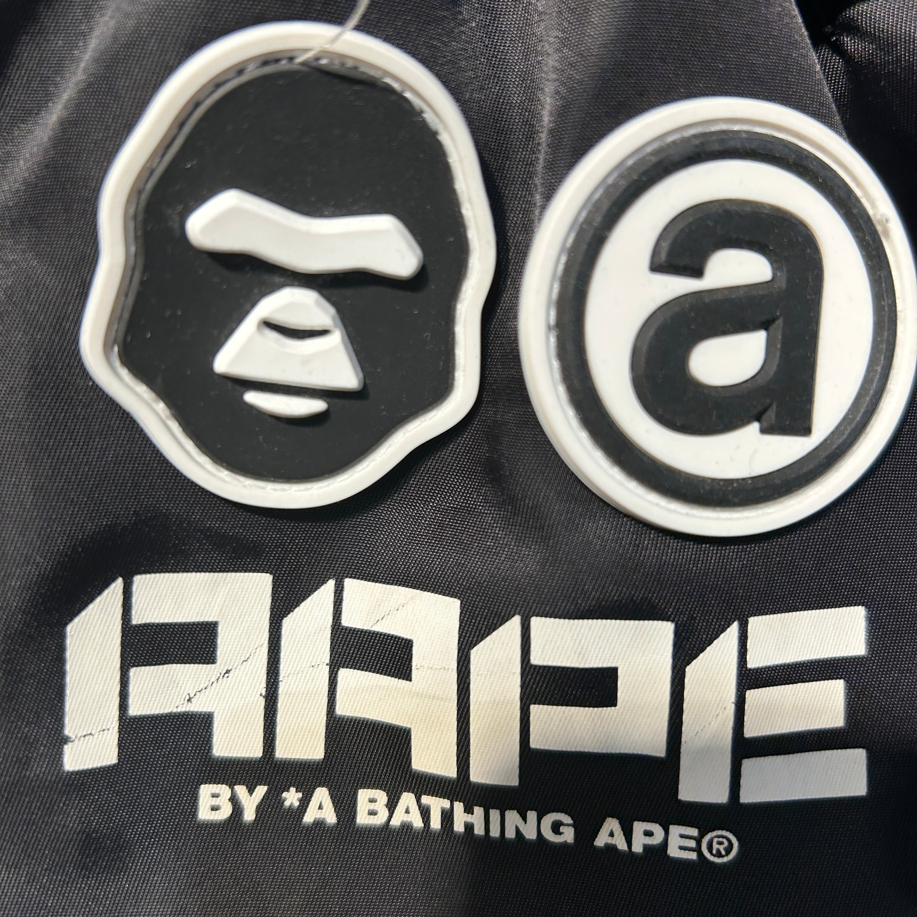 AAPE BY A BATHING APE/Baseball Jkt/S/Nylon/BLK/Graphic/reversible camo jacket view 3