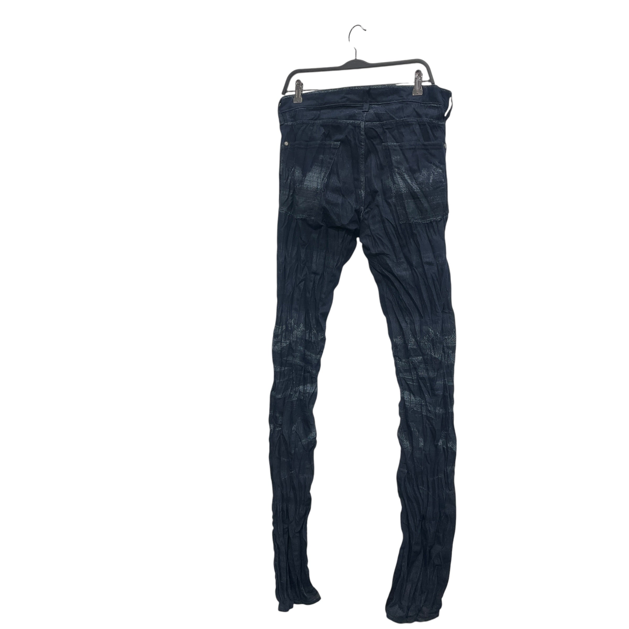 ISSEY MIYAKE MEN/Skinny Pants/3/Cotton/NVY/CRINKLE EFFECT PAINTED view 2