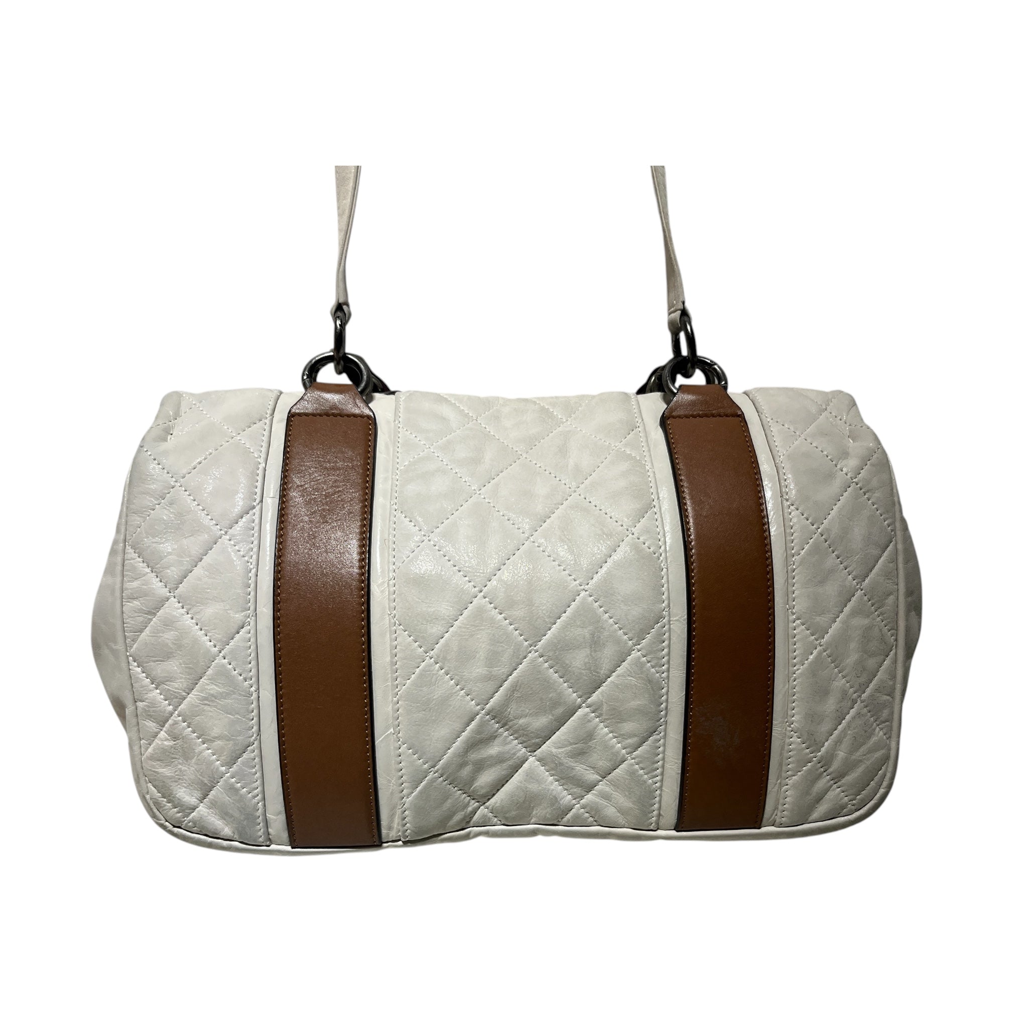CHANEL/Cross Body Bag/Leather/CRM/QUILTED DOUBLE TWIST LOCK view 3