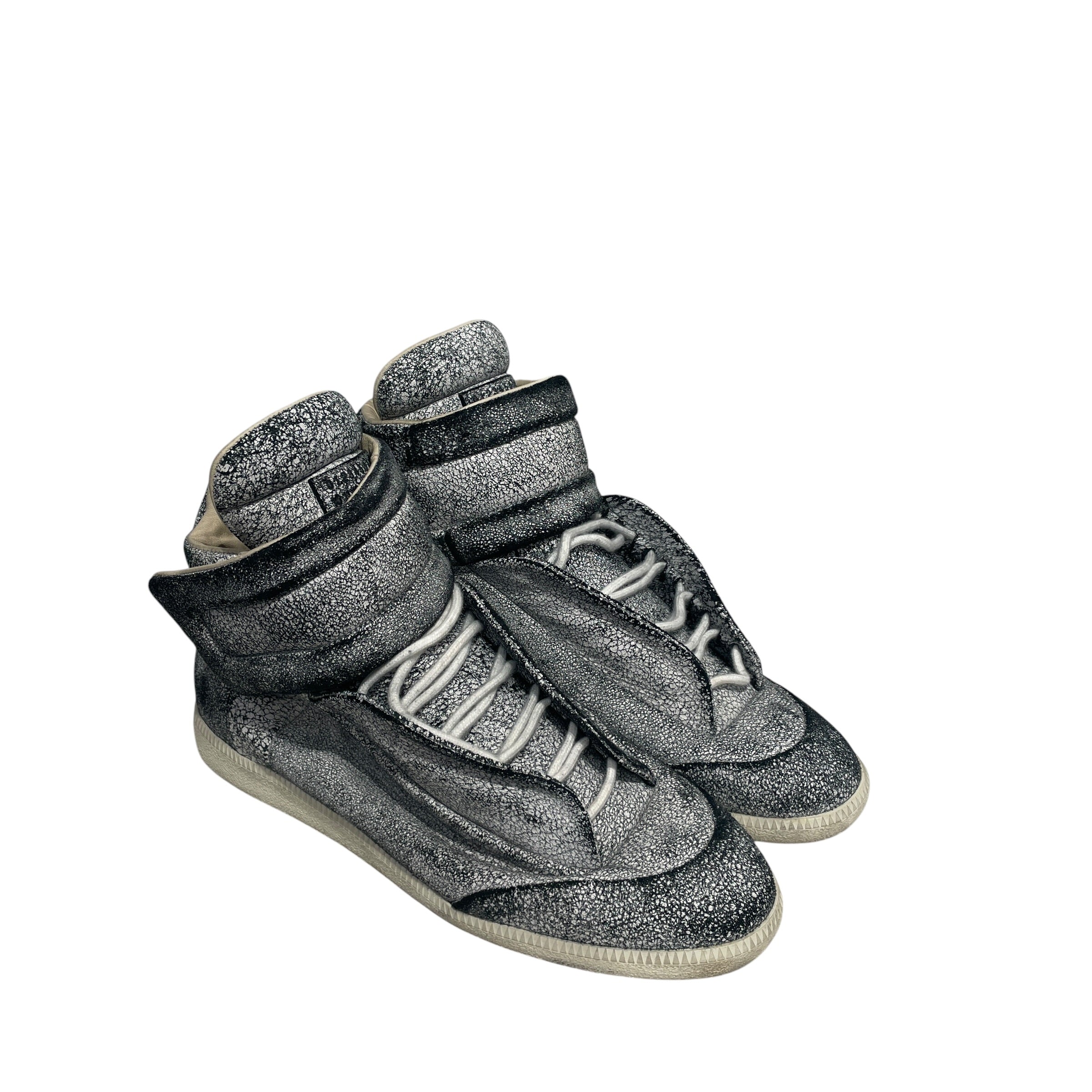 Maison Margiela/Hi-Sneakers/US 13/Leather/SLV/CRACKEDLEATHER/PAINTED view 2