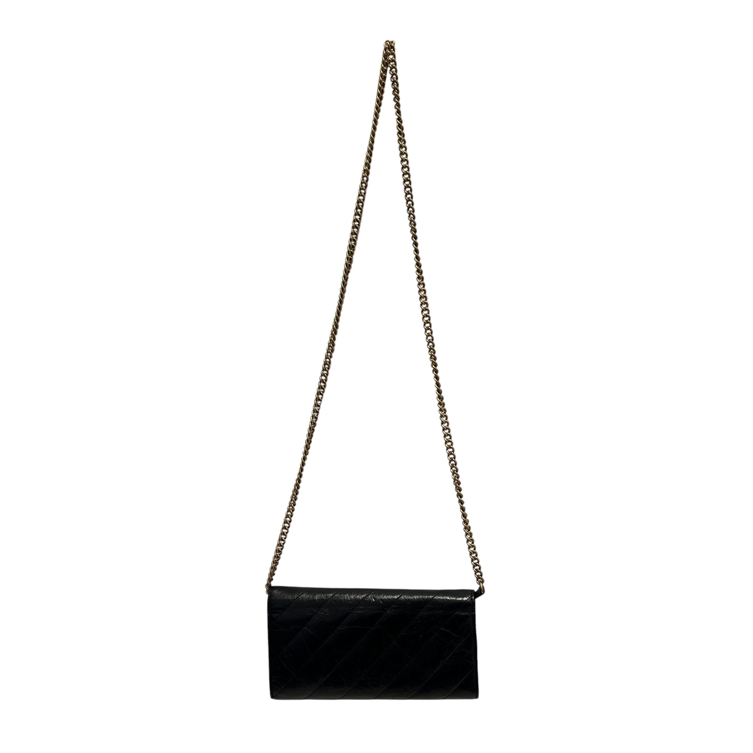 BALENCIAGA/Cross Body Bag/Leather/BLK/crush wallet on chain view 2