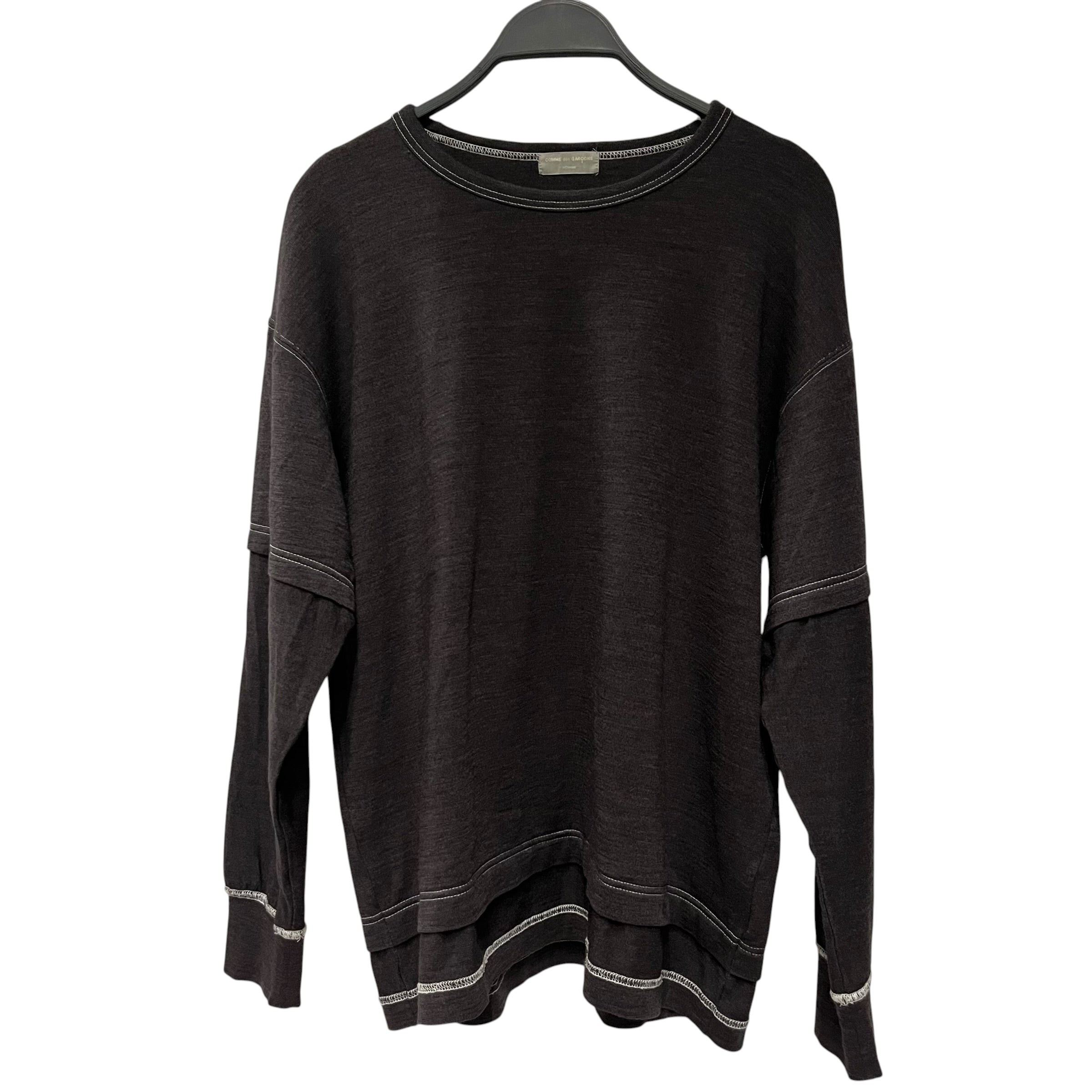 COMME des GARCONS HOMME/Sweater/S/Wool/GRY/contrast stitch view 1