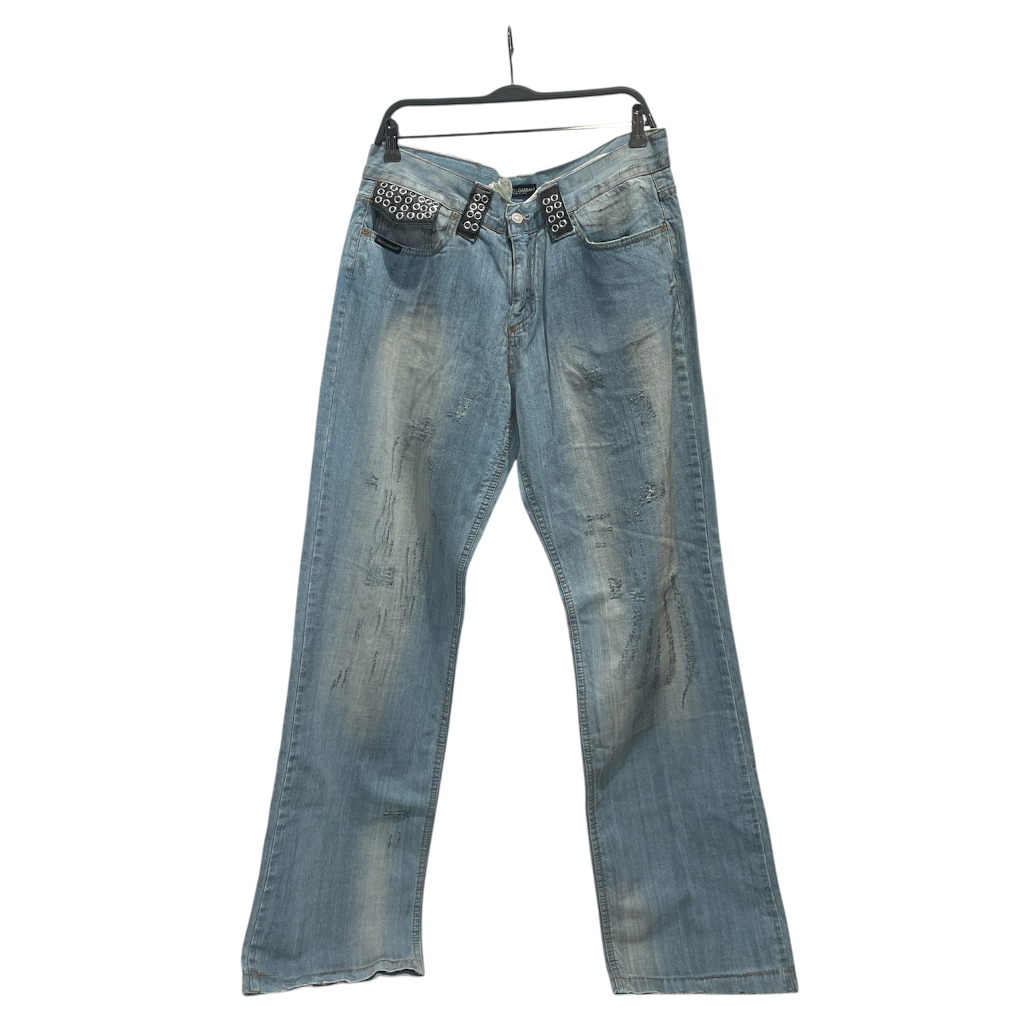 DOLCE&GABBANA/Pants/48/Cotton/BLU/2004 Runway Leather Accent view 1