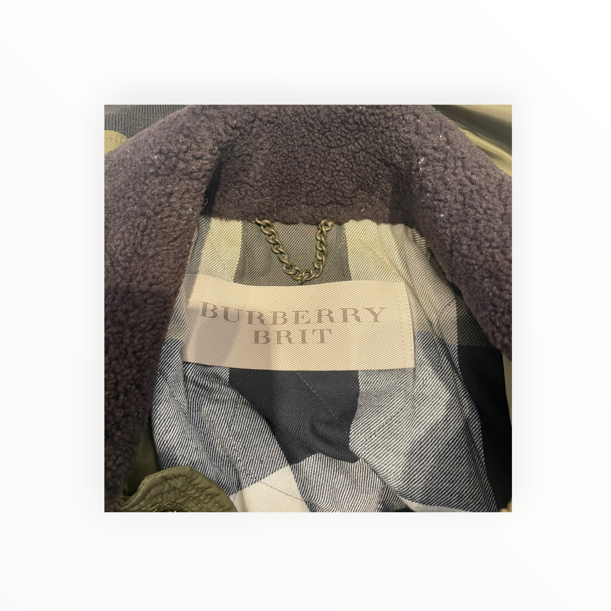BURBERRY BRIT/Leather Jkt/M/Leather/GRN/OLIVE LEATHER BOMBER view 3