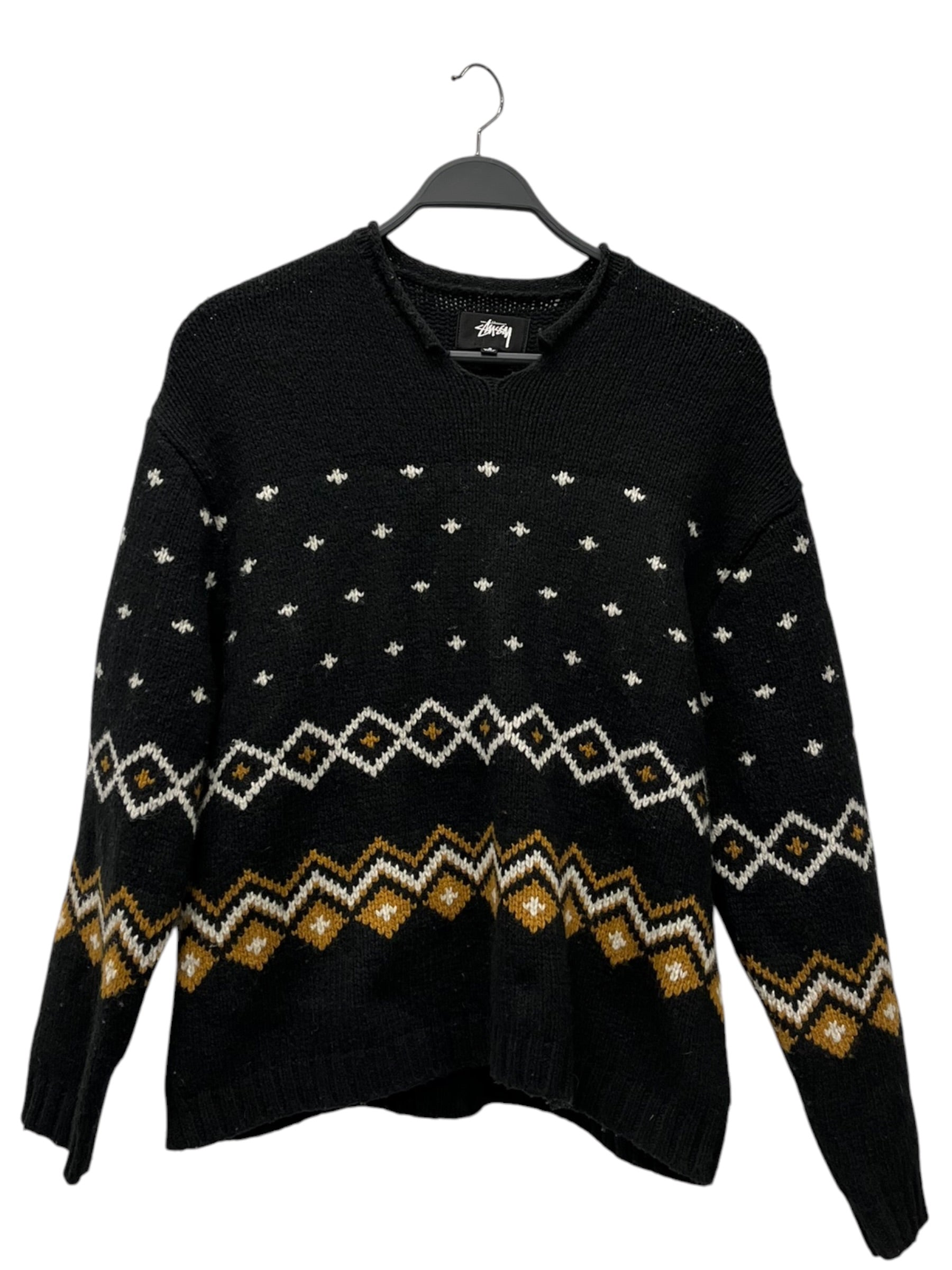 STUSSY/Sweater/S/Cotton/CRM/COLLARED V NECK view 1
