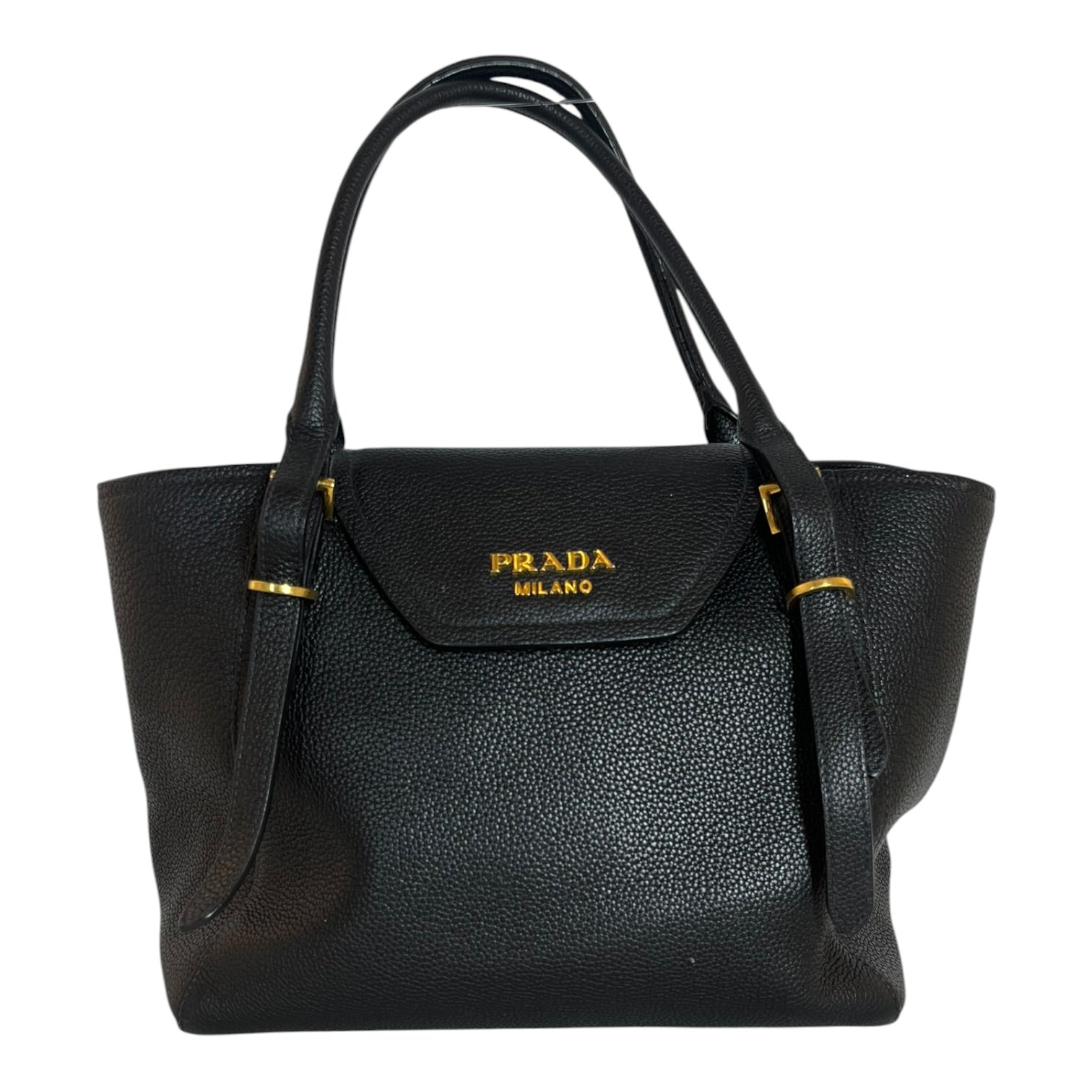 PRADA/Hand Bag/Leather/BLK/Vitello Daino view 1