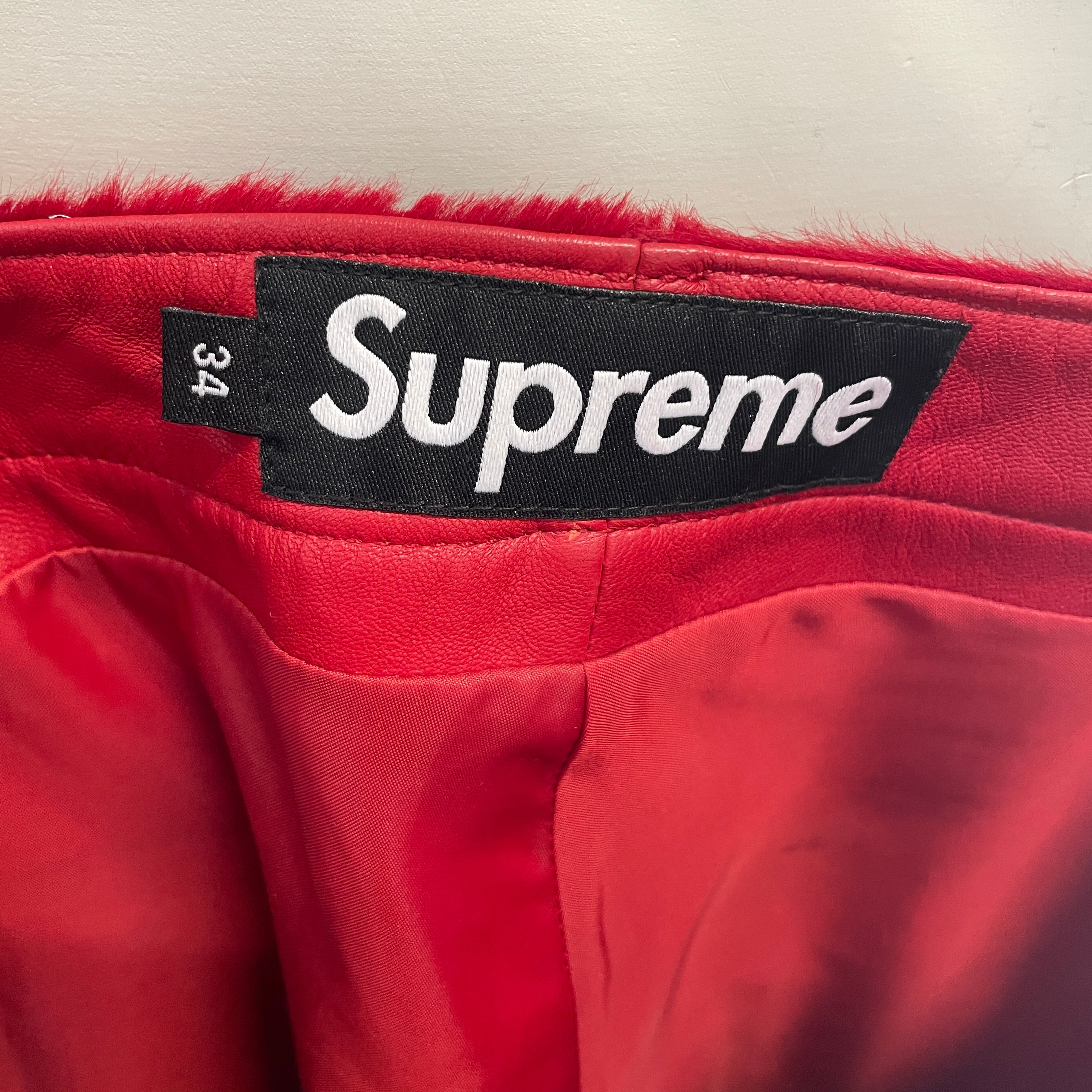 Supreme/Pants/34/Fur/RED/SCRIPT LEFT THIGH LOGO view 3