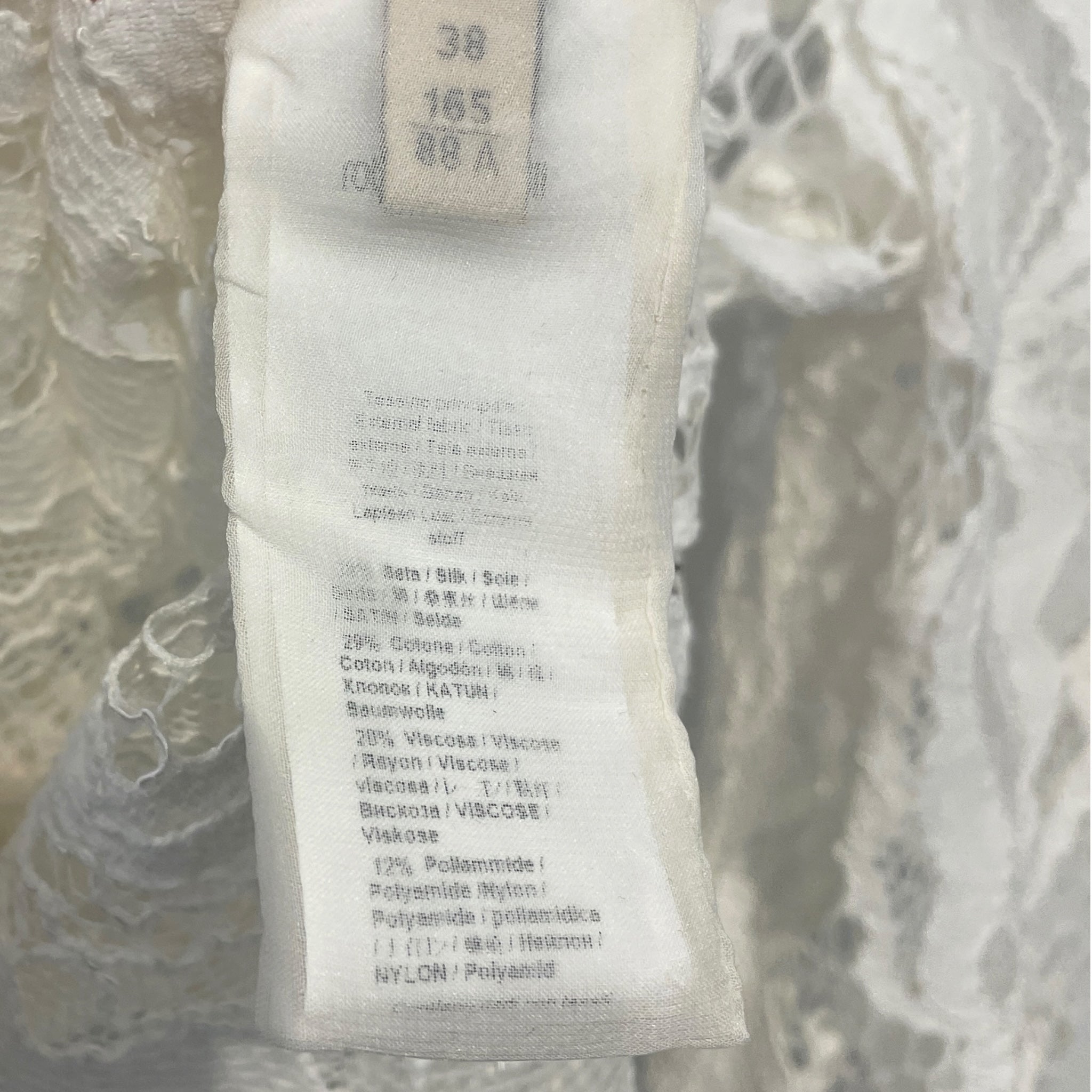 roberto cavalli/LS Blouse/38/Cotton/WHT/Lace Top with Pockets view 3
