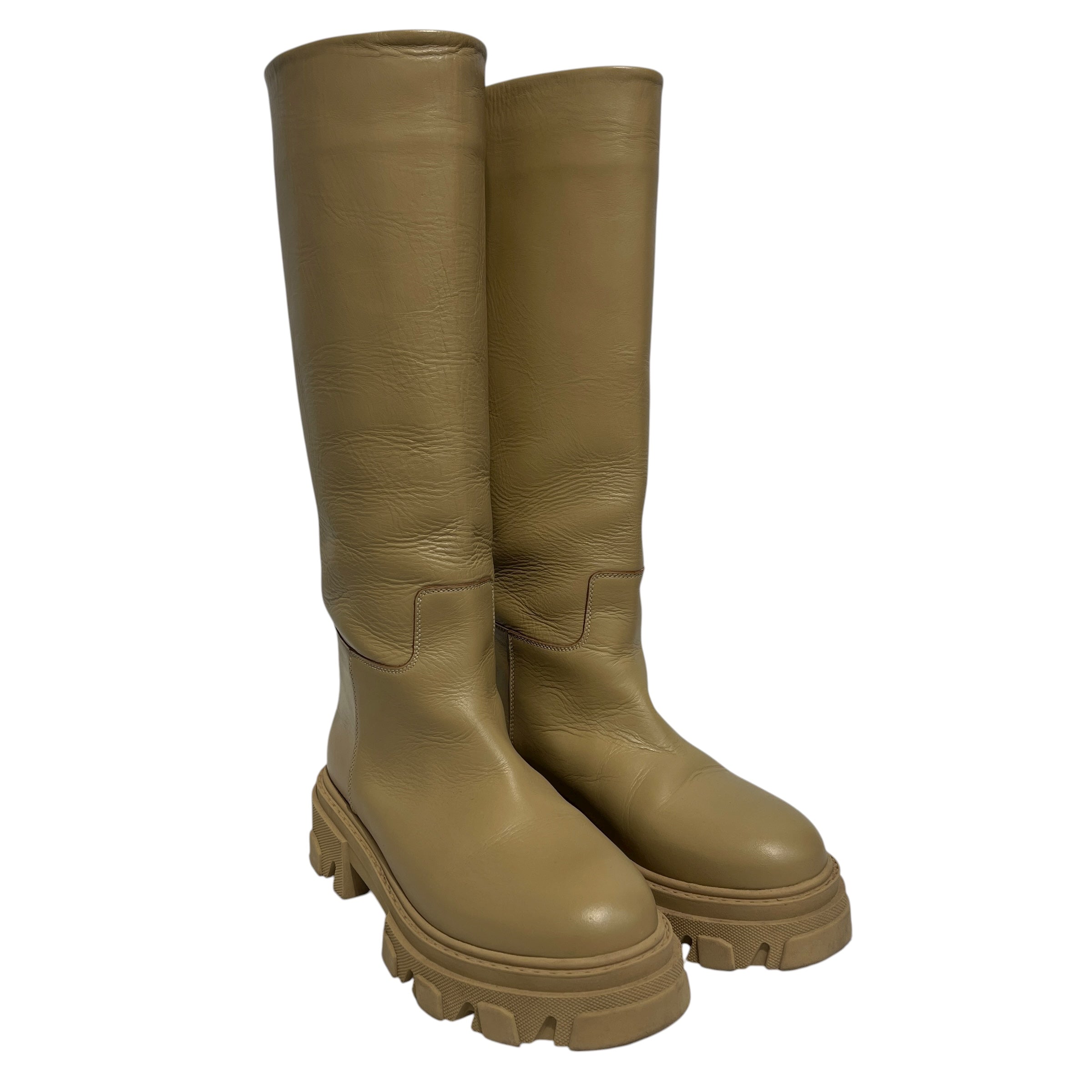 Gia X Pernille Teisbaek/Boots/EU 38/Leather/BEG/Leather Rain Boots Lug Sole view 1