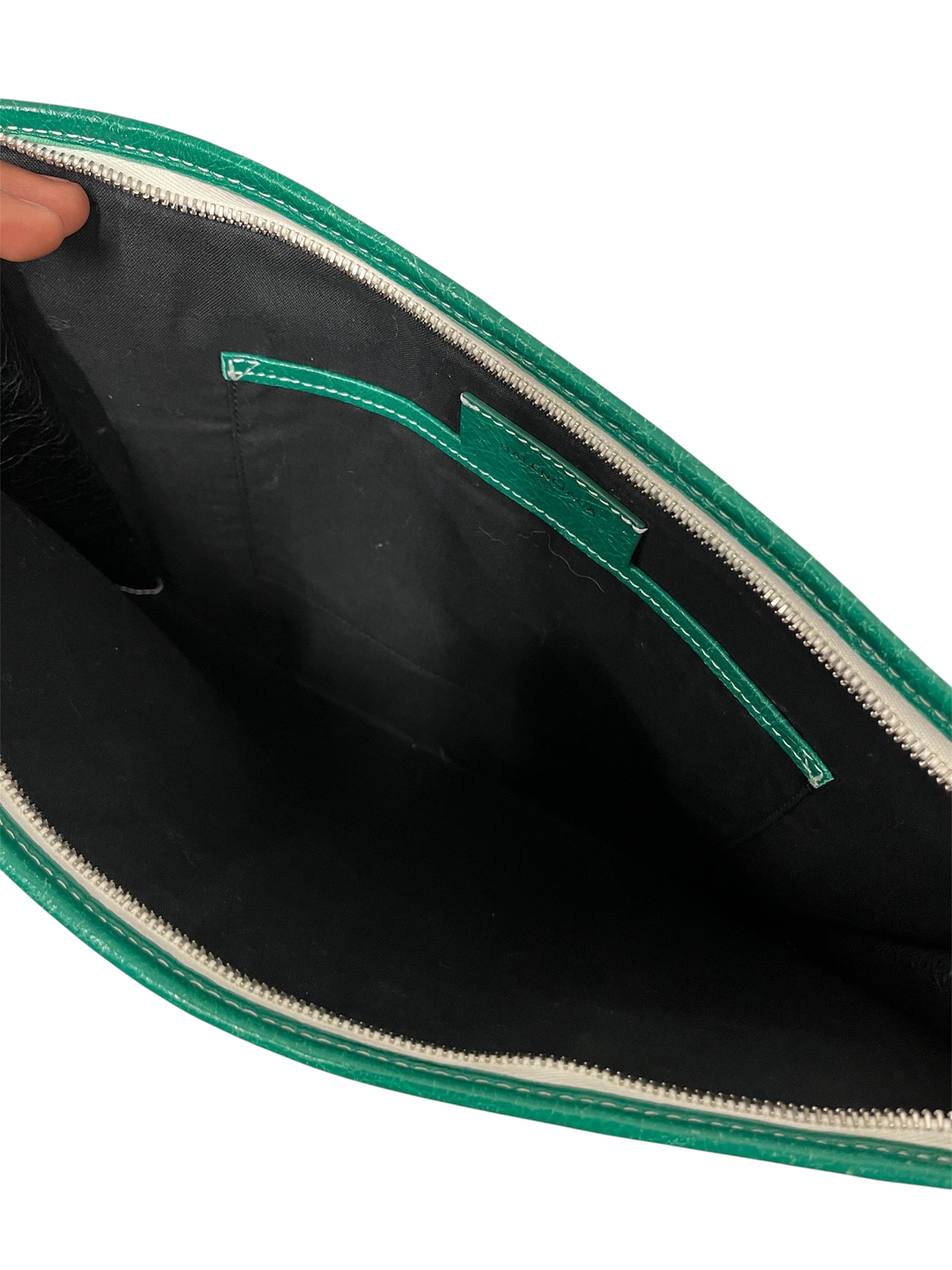 BALENCIAGA/Pouch/Stripe/Leather/GRN/BAZAR POUCH view 4