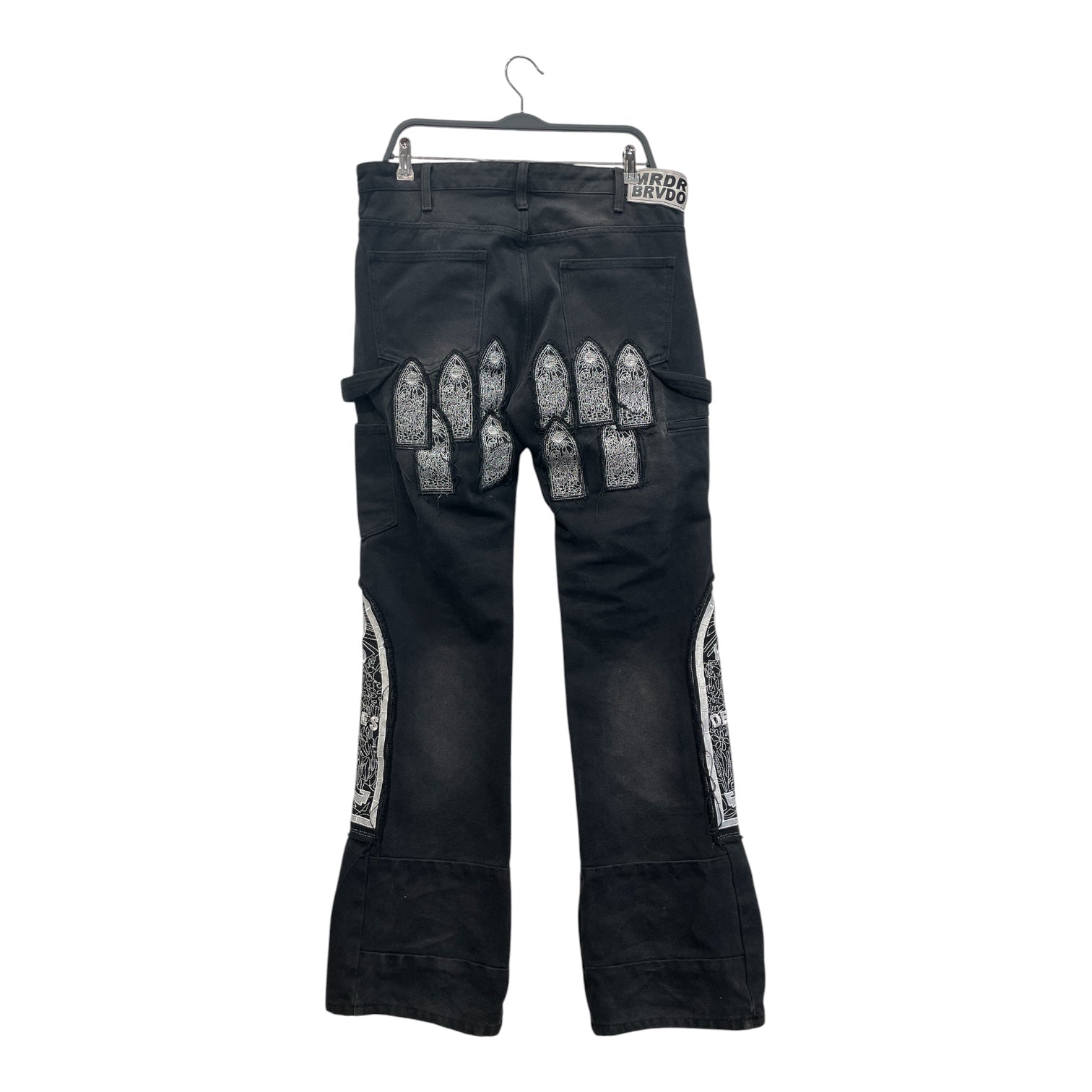 WHO DECIDES WAR/Straight Pants/34/Denim/BLK/Graphic/BLK+WHT PATCHES view 2