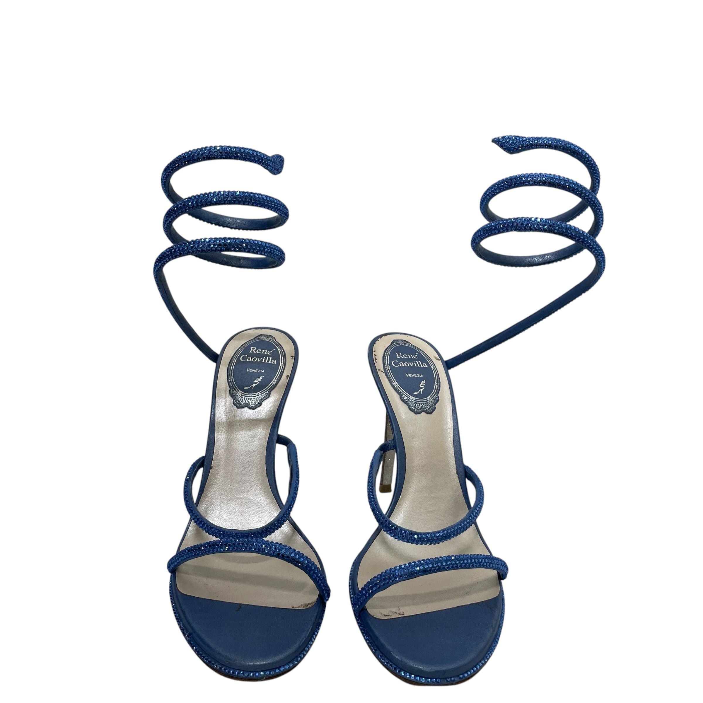 Rene Caovilla/Heels/EU 37/Glitter/BLU/Ankle Strap/loop view 3