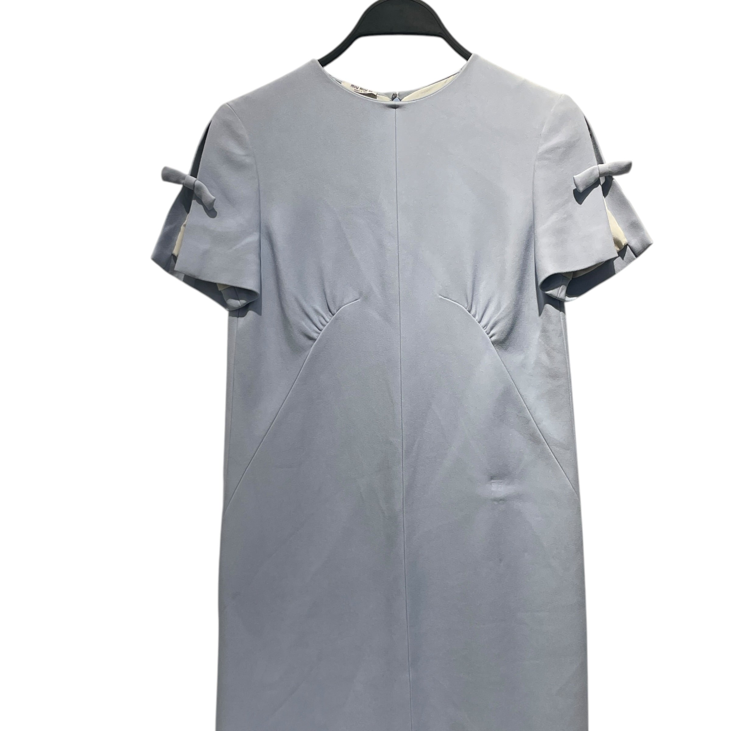MIU MIU/SS Dress/36/Polyester/BLU/cutout crew neck view 1