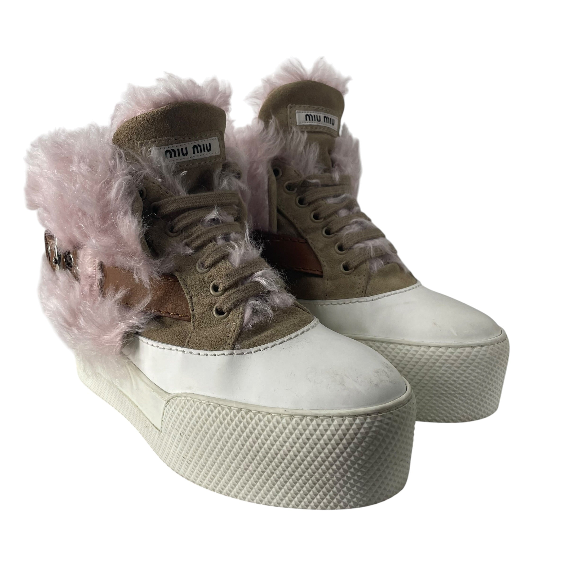 MIU MIU/Hi-Sneakers/EU 36/Fake Fur/PNK/PNK FUR PLATFORM SNEAKER view 1