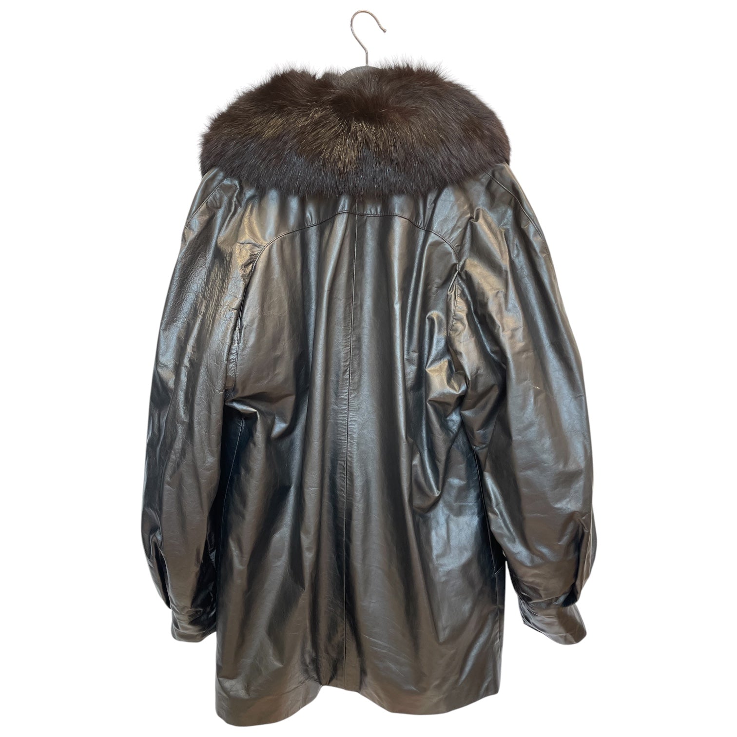 VINTAGE/Leather Jkt/10/Leather/BLK/Single Breasted/1980S LEATHER W FOX FUR NECK view 2