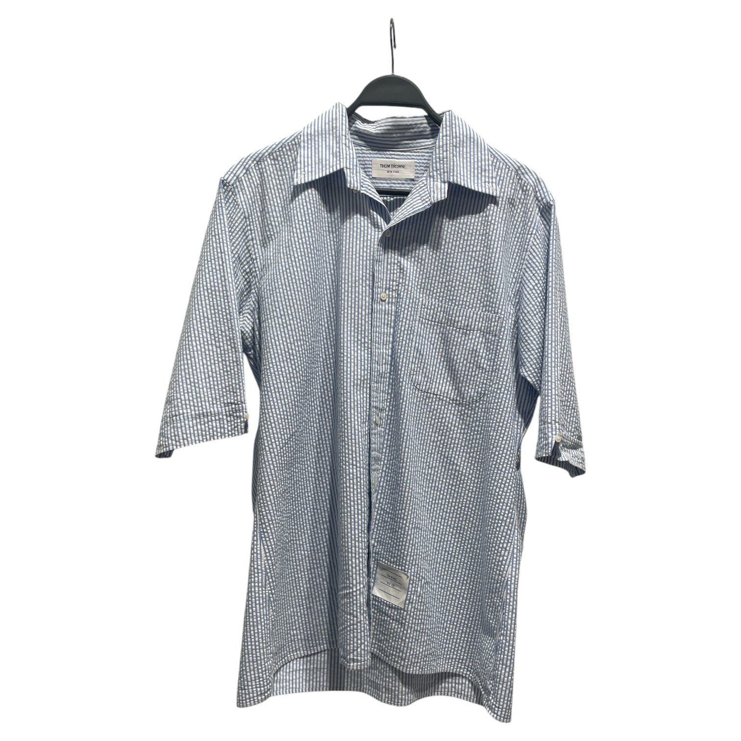 THOM BROWNE. NEW YORK/SS Shirt/4/WHT/Stripe/ view 1