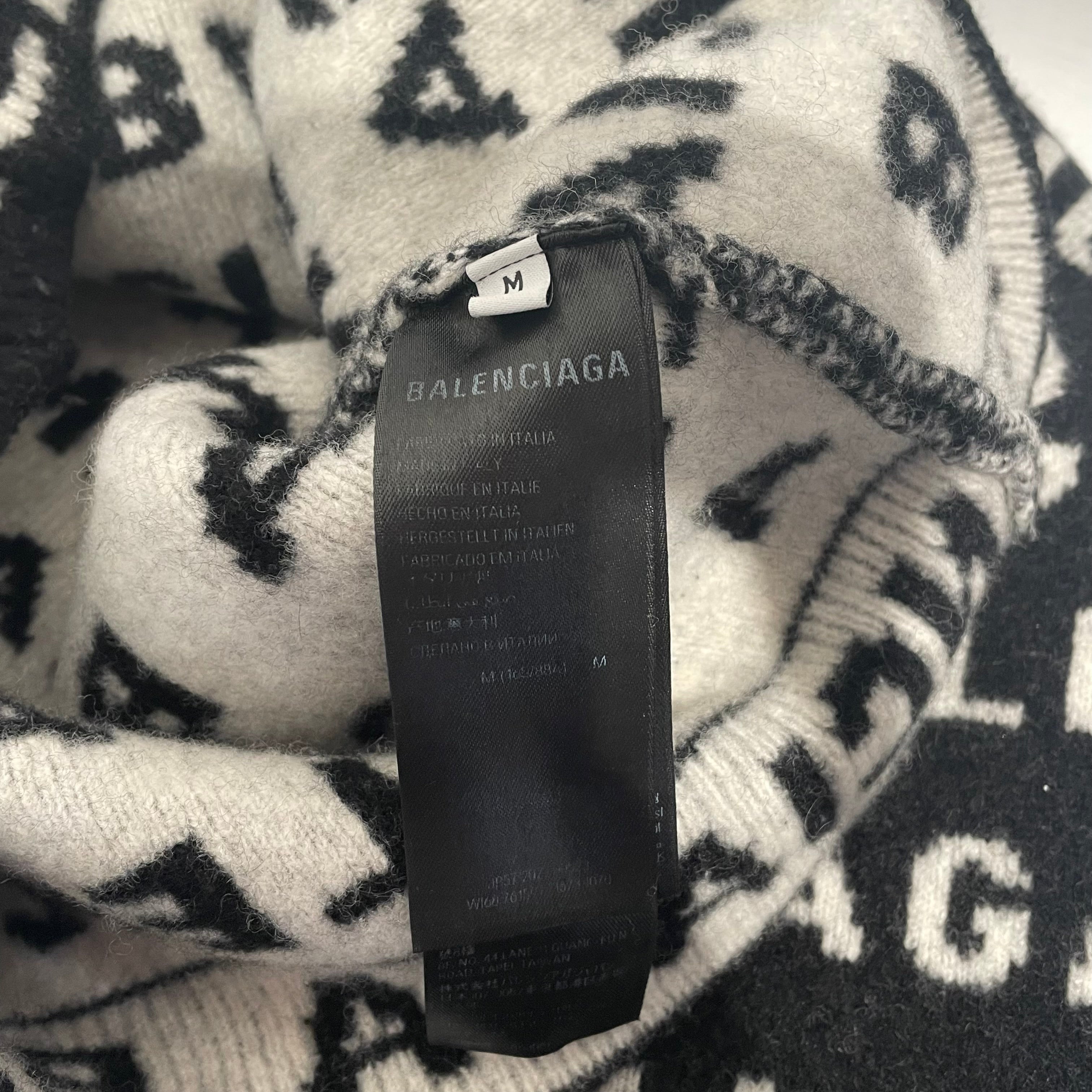 BALENCIAGA/Heavy Sweater/M/All Over Print/Wool/BLK/ view 4