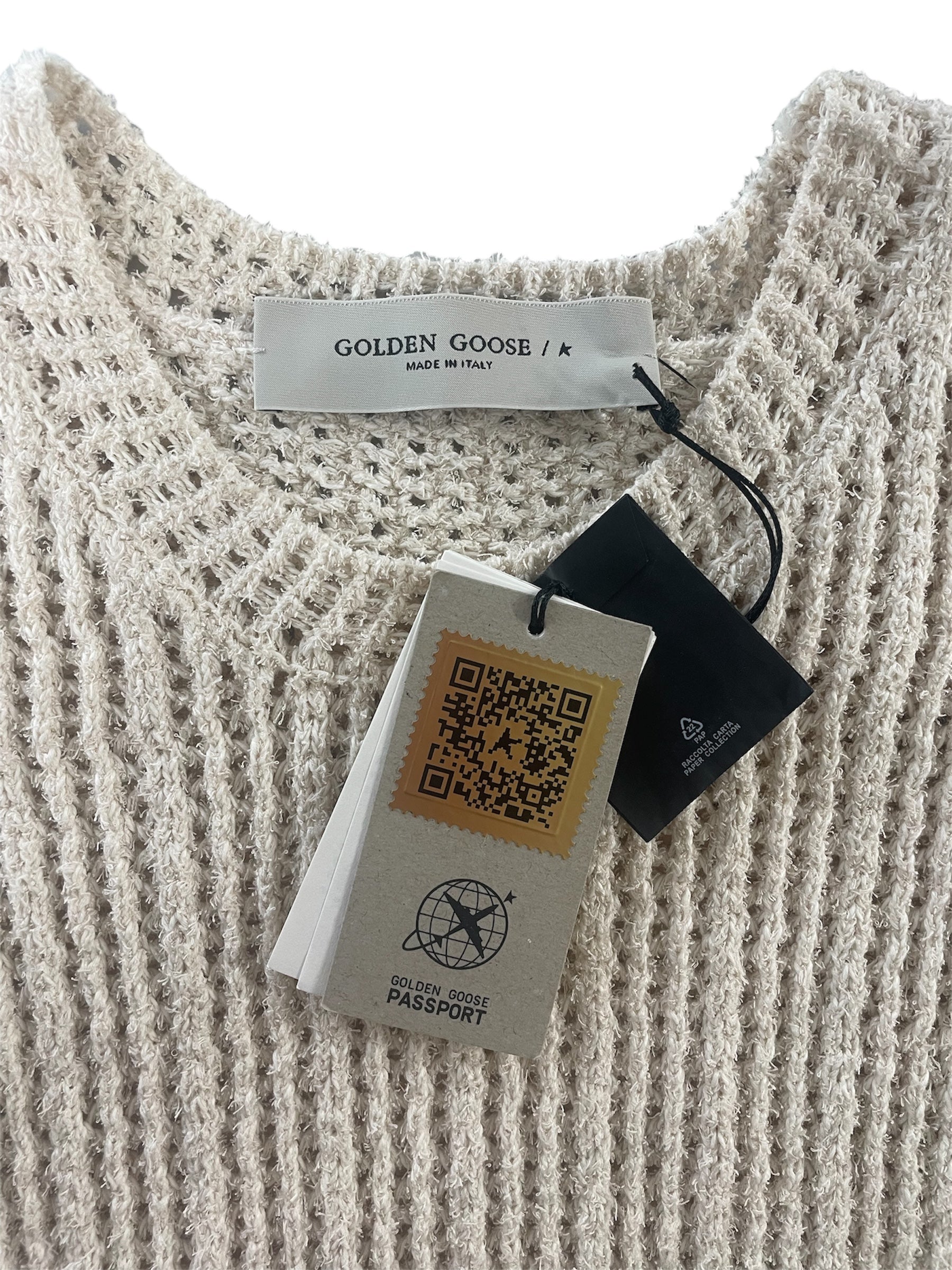 GOLDEN GOOSE/Knitted Vest/M/Cotton/CRM/KNIT TOP GWENDOLINE CREW view 4