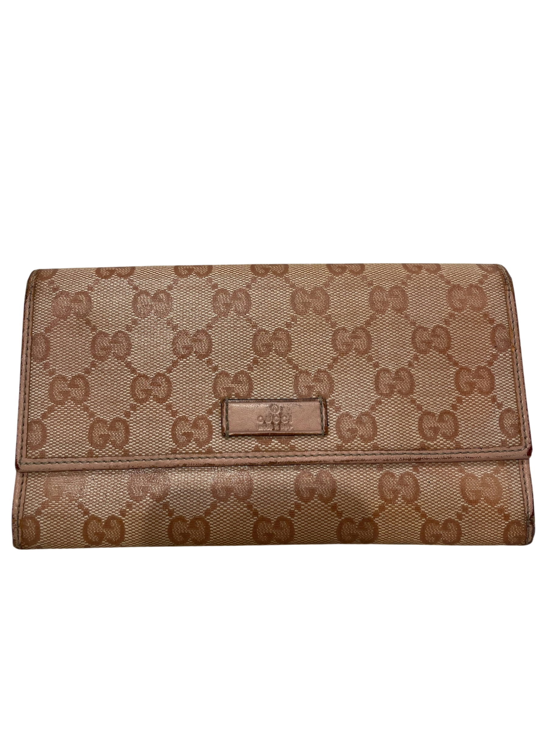 GUCCI/Bifold Wallet/Monogram/Leather/BEG/L's/ view 1