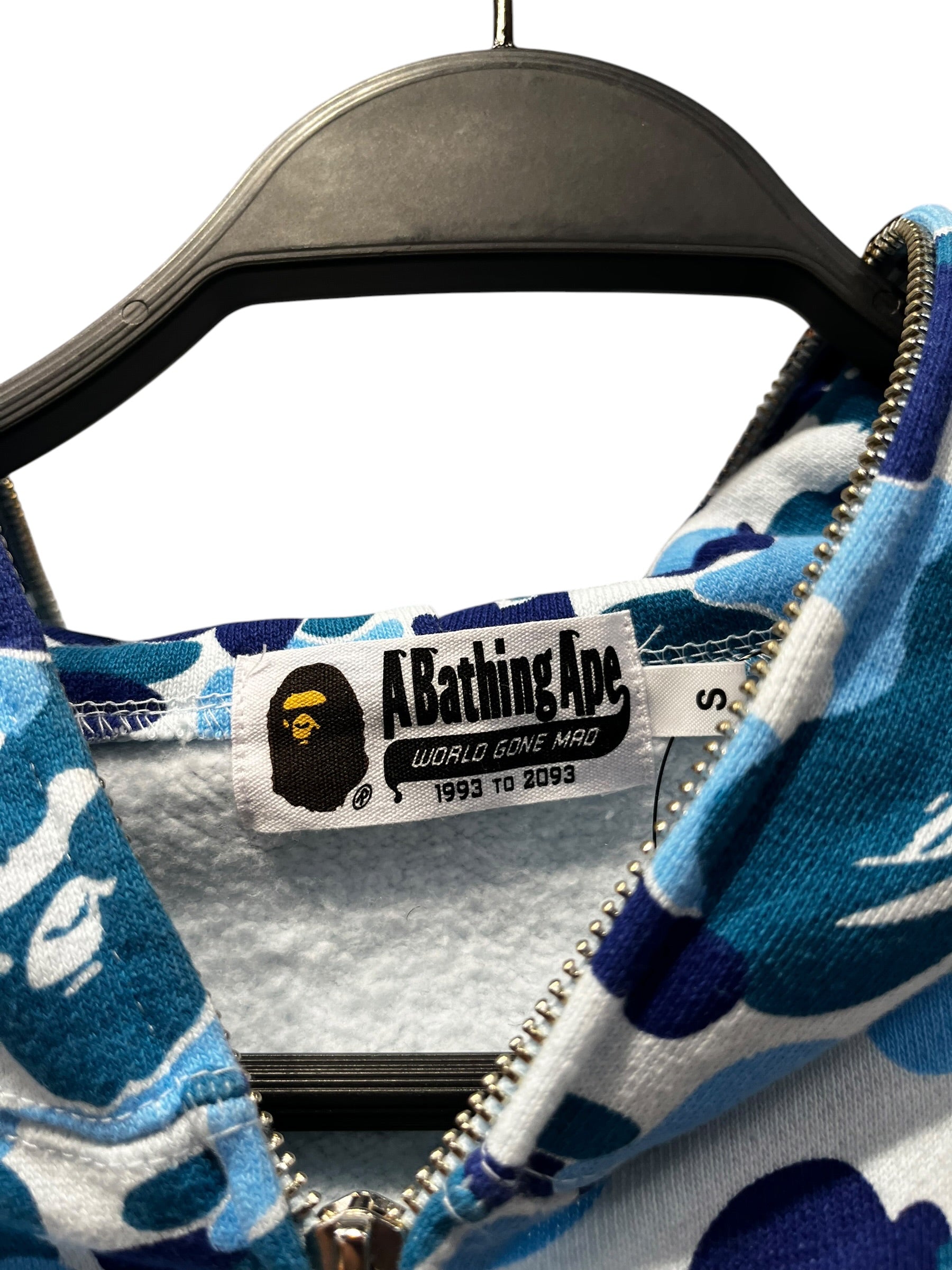 A BATHING APE/Zip Up Hoodie/S/Monogram/Cotton/BLU/BAPE ABC SHARK HOODIE view 3