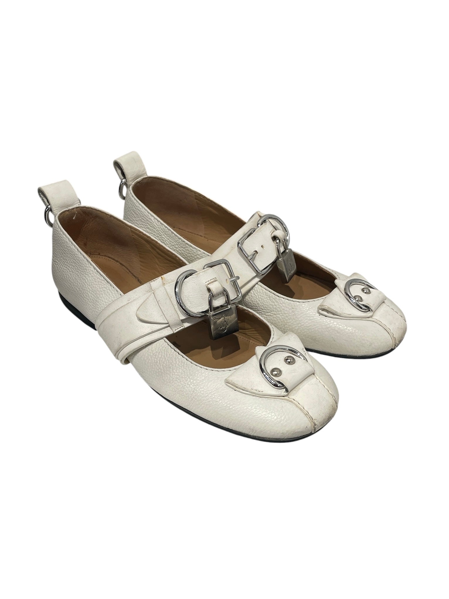 JW ANDERSON(J.W.ANDERSON)/Flat Shoes/EU 38/Leather/WHT/PUNK LOCK BALLET FLATS view 1