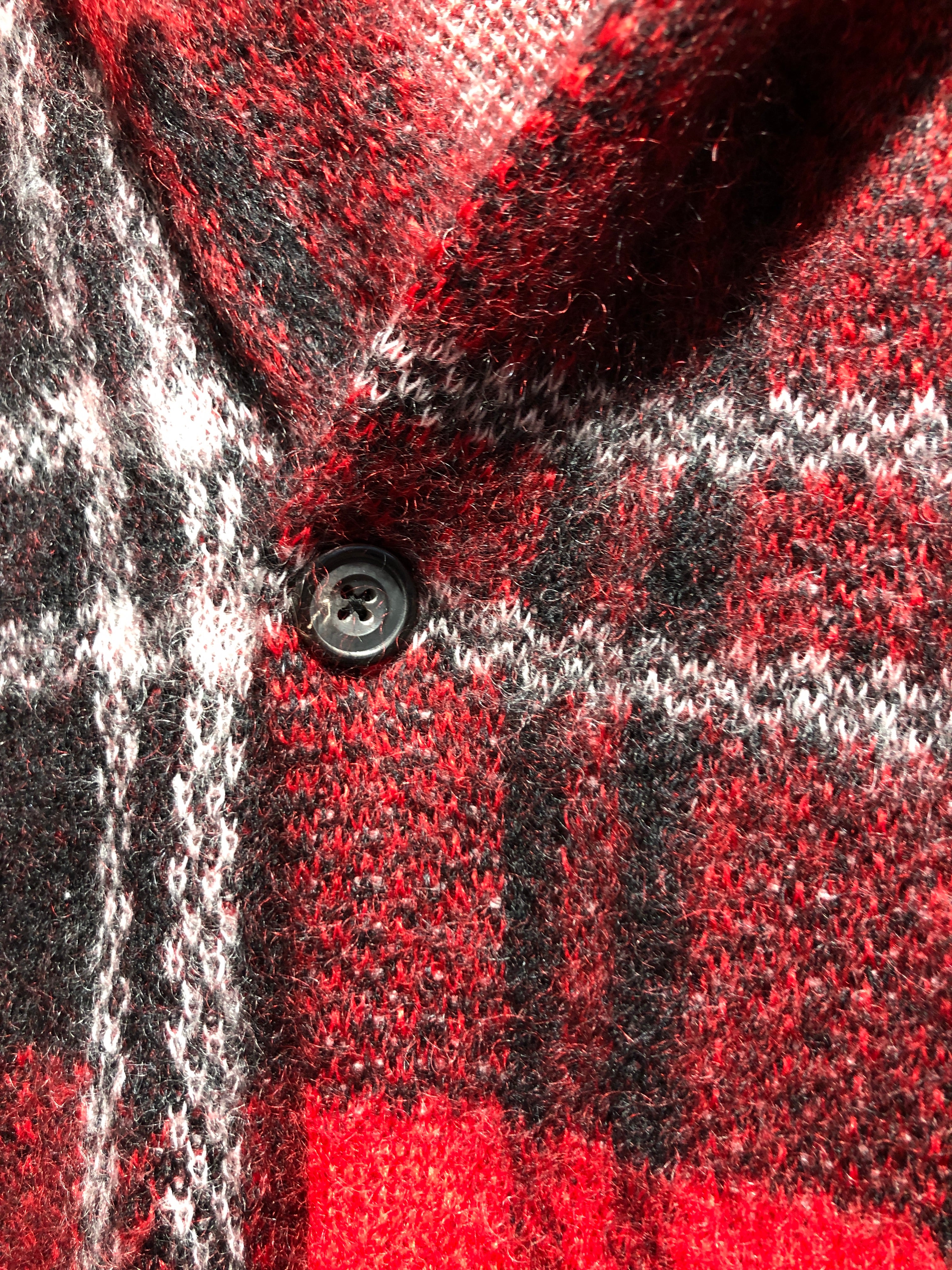 Alexander McQueen/Jacket/L/RED/Plaid/LONG DISTRESSED KNIT ROBE view 3