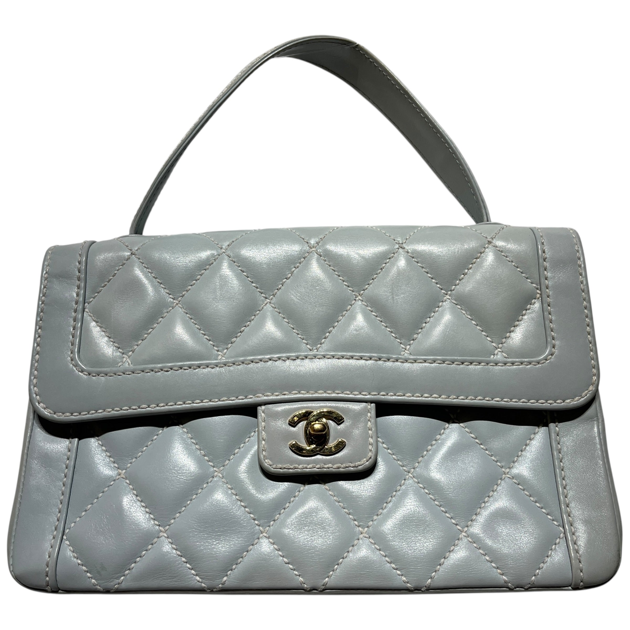 CHANEL/Hand Bag/Leather/BLU/LEATHER FLAP BAG W/GOLD view 1