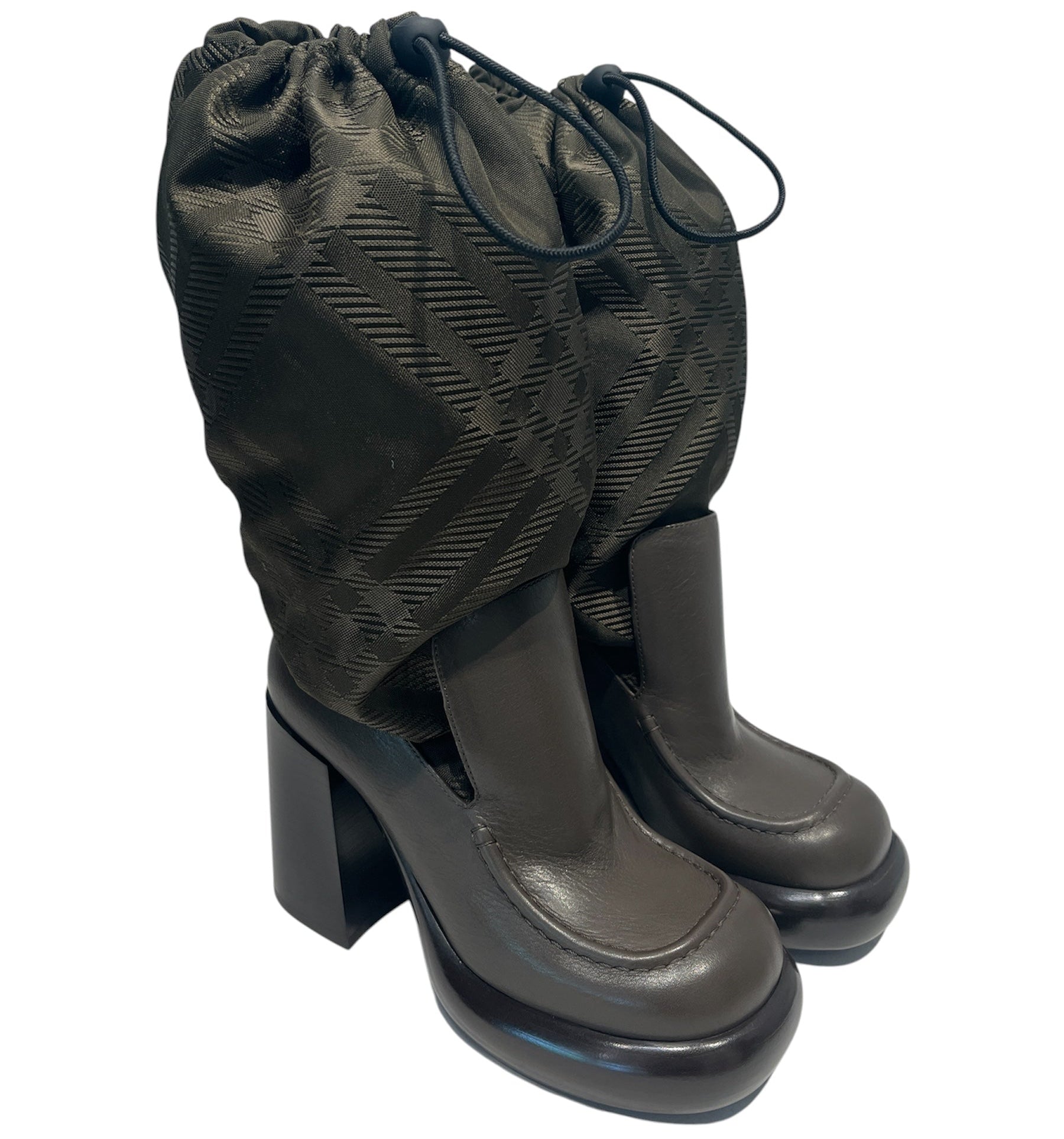 BURBERRY/Boots/EU 36/Stripe/GRN/10MM CHECK JACQUARED SNUG view 1