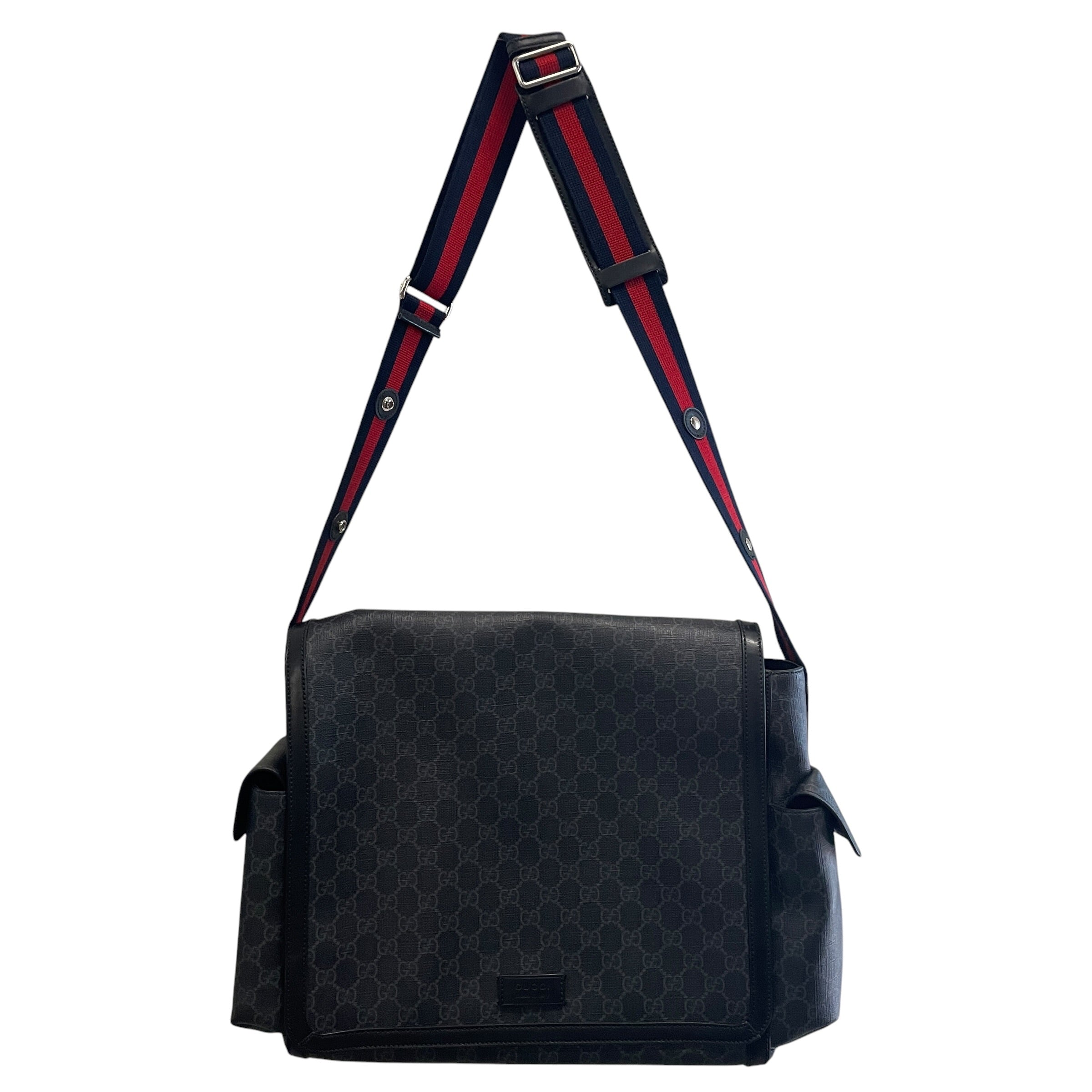GUCCI/Cross Body Bag/Monogram/BLK/GG SUPREME/ FLAP MESSENGER view 1