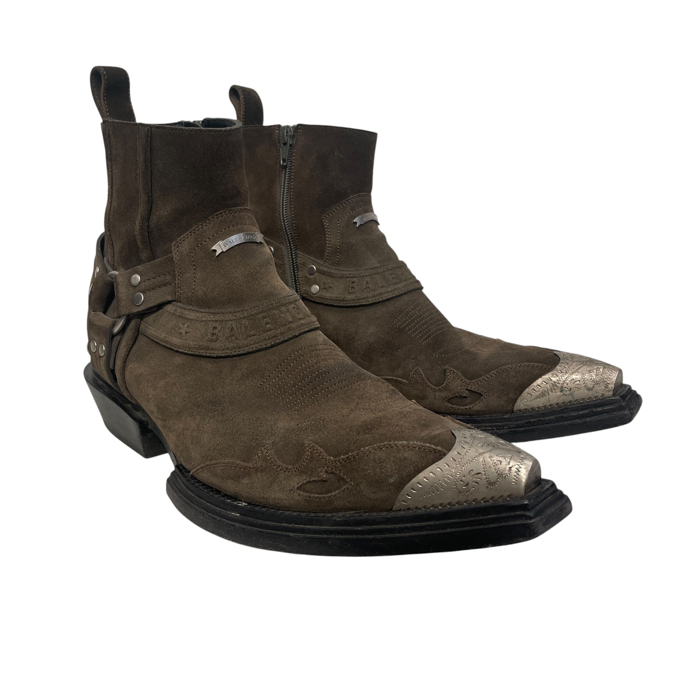 BALENCIAGA/Cowboy Boots/EU 43/Suede/BRW/Santiag Harness view 1